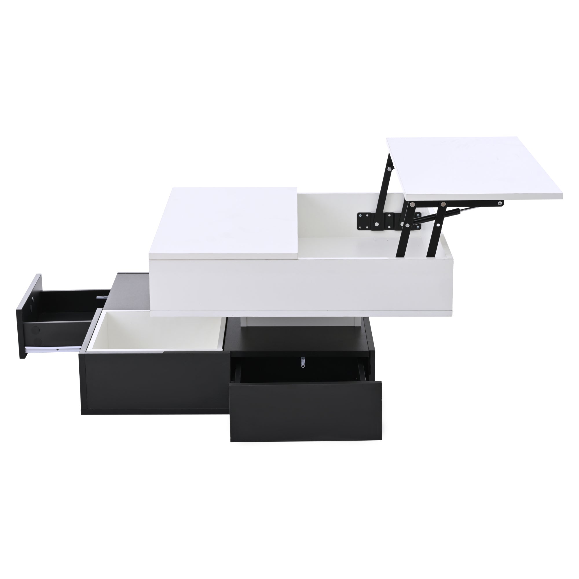 Logidon salontafel 70x70 hefblad 360 graden draaibaar 3 lades wit