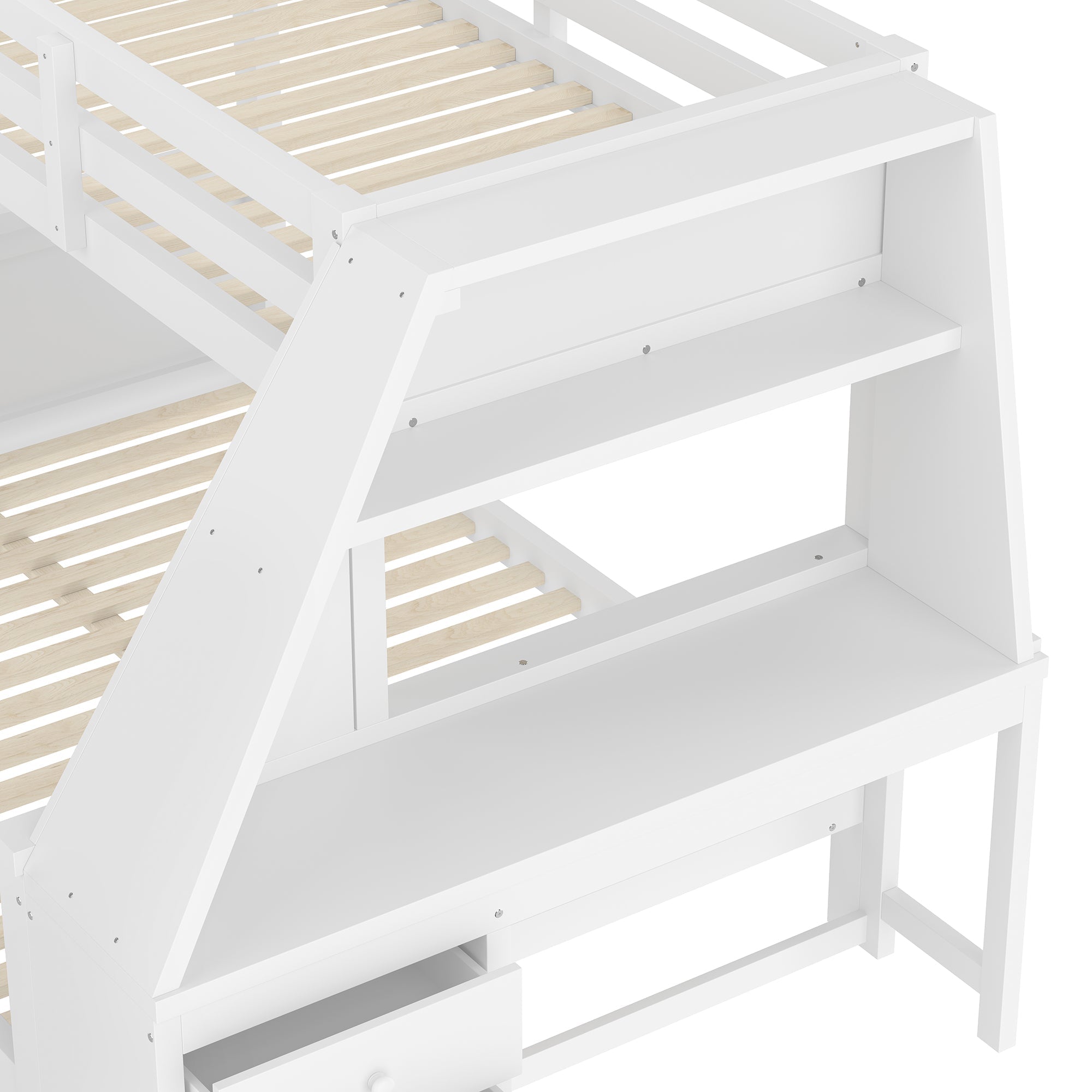 Logidon Bunk Bed 90x200 and 140x200 with Table and Storage Space White