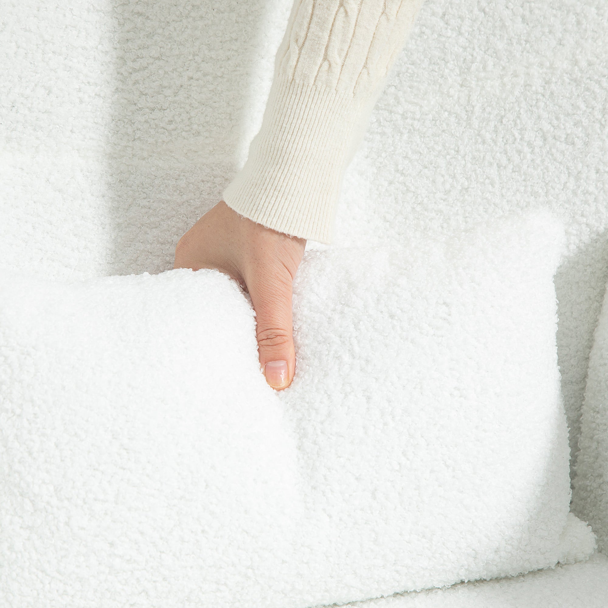 Logidon schommelstoel teddystof wit fluweel - relaxstoel 95x67 cm