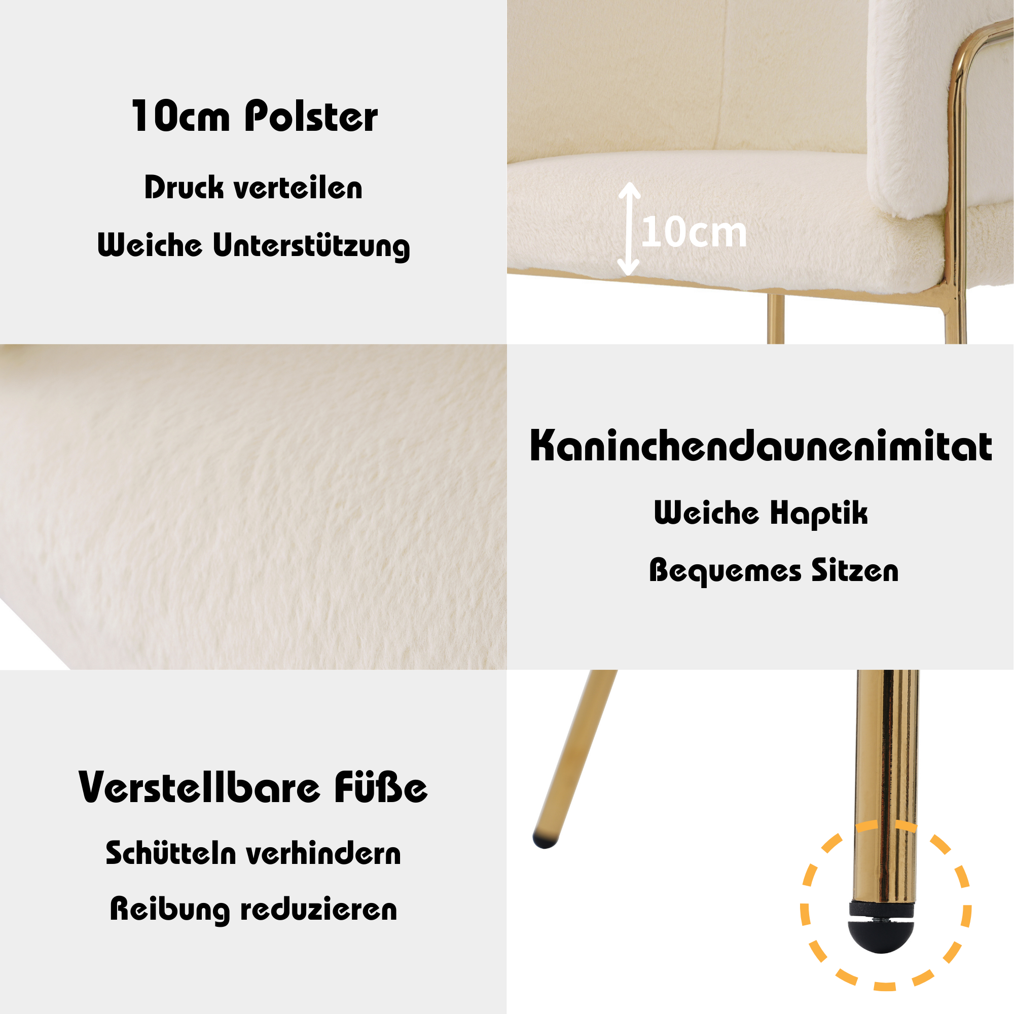 Logidon dining chair beige velvet look with gold metal legs