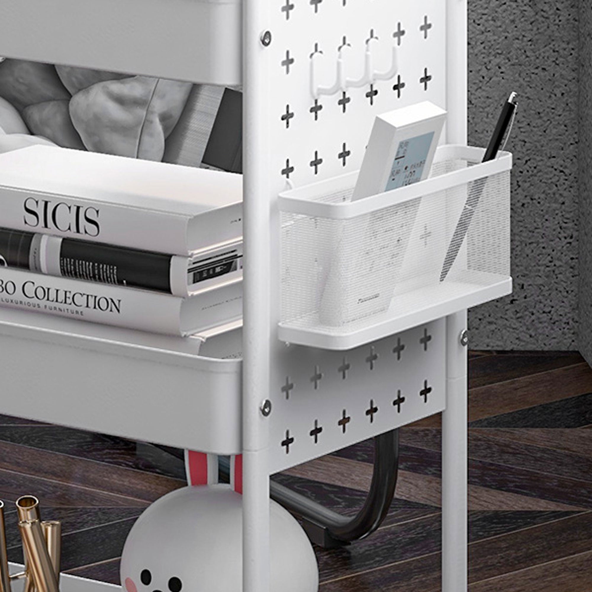 Logidon serveerwagen trolley met 3 etages en 2 hangmanden wit