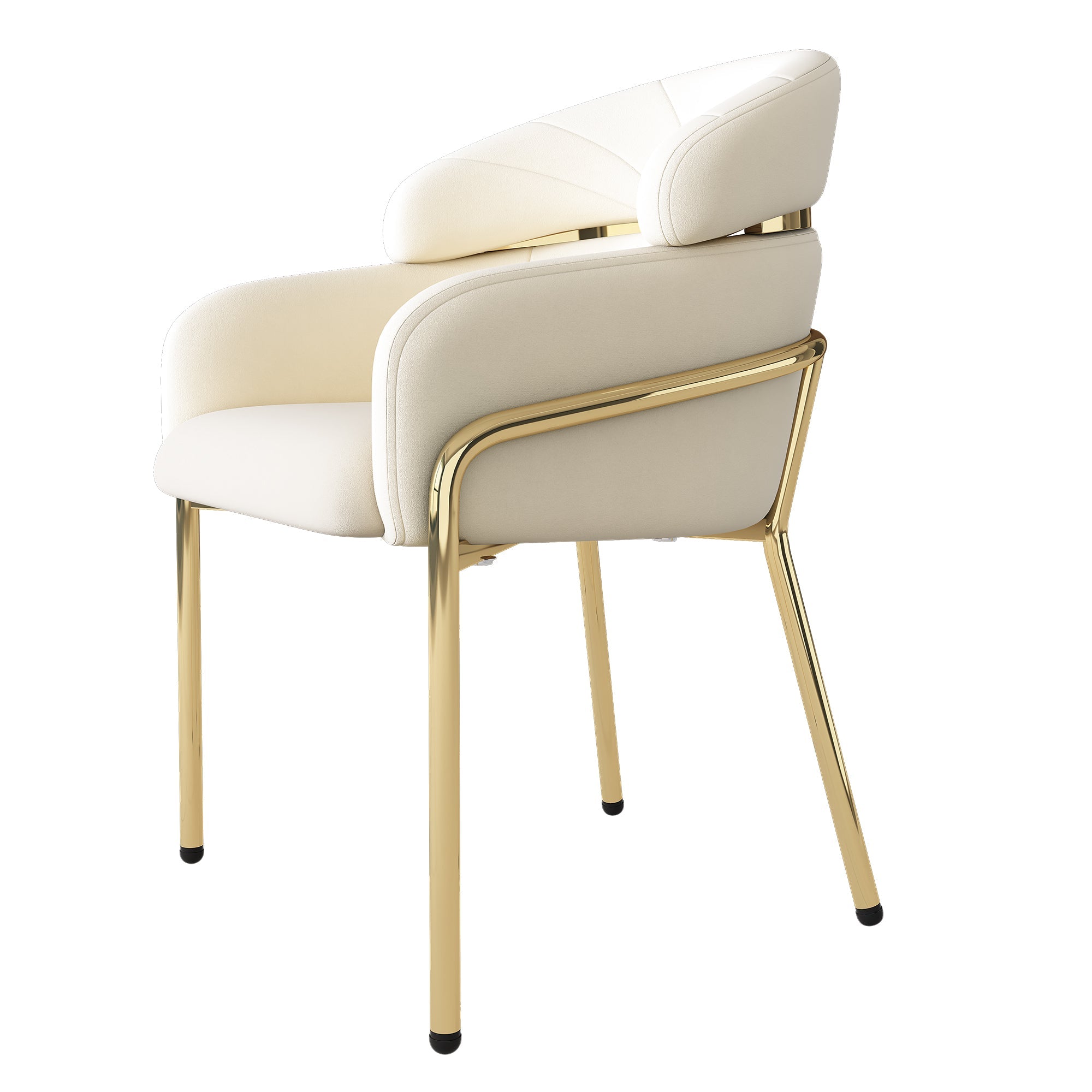 Logidon Dining Chair Set of 2 Beige Velvet with Golden Legs