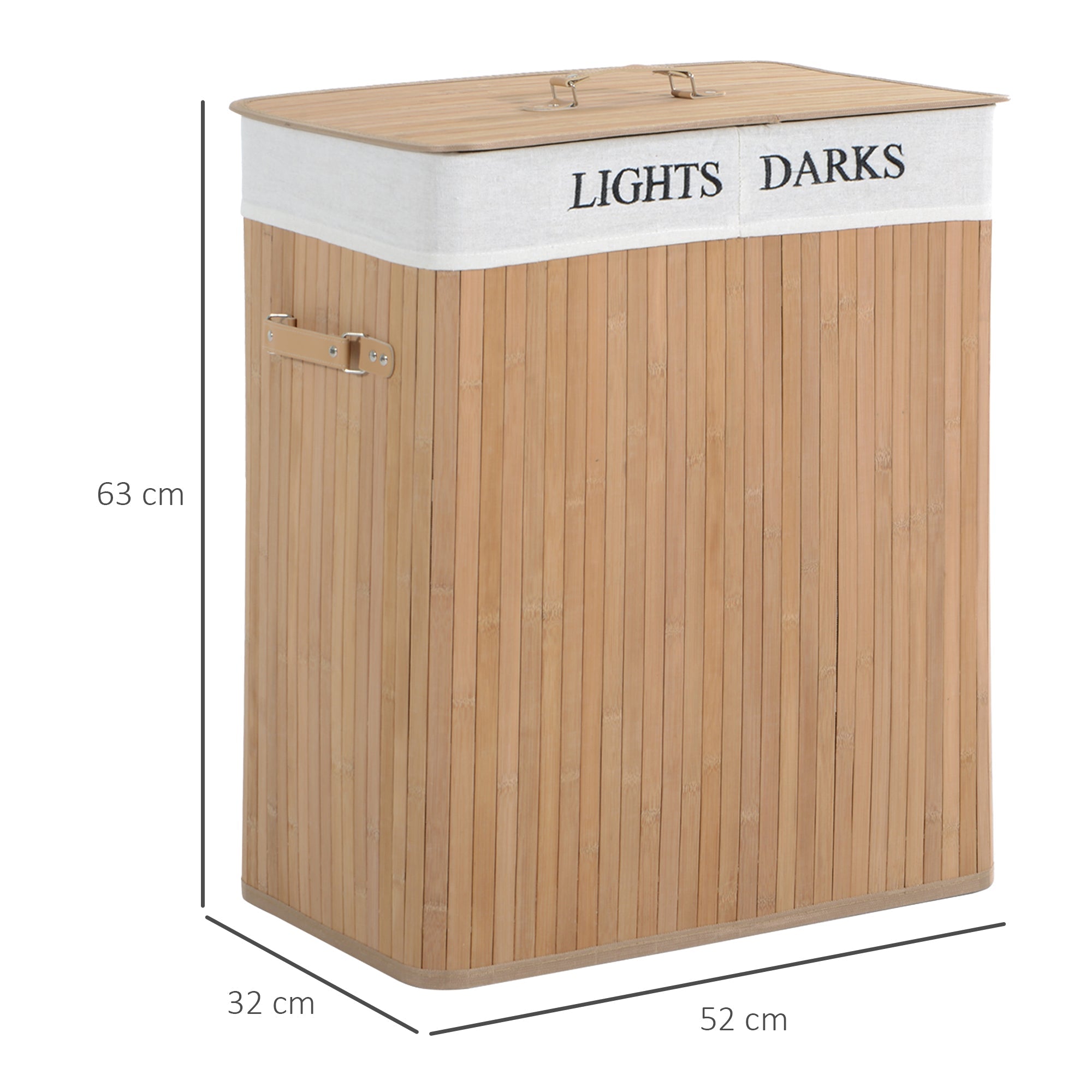 Logidon wasmand 100L met deksel naturel bamboe 52x32x63 cm