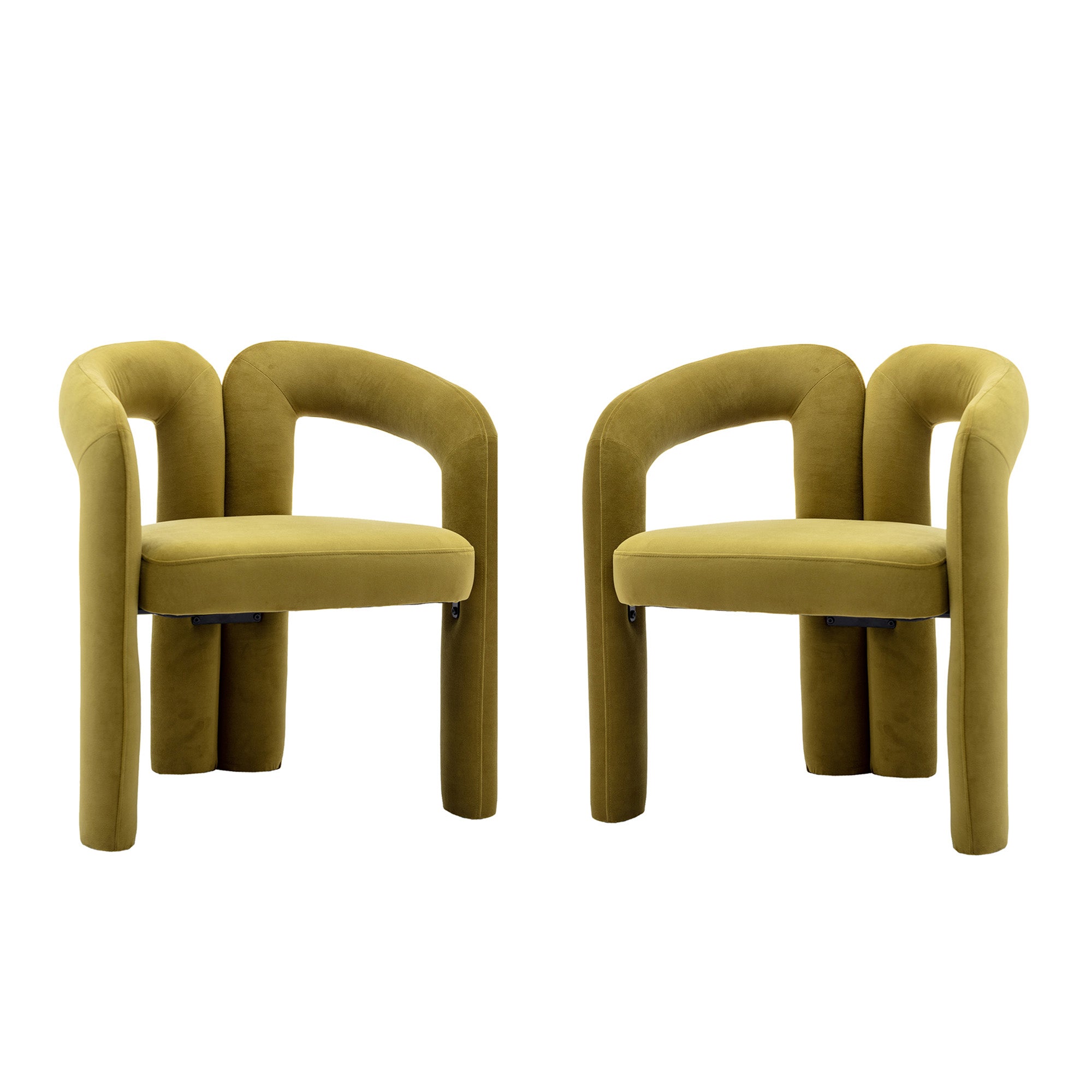 Logidon Velvet Dining Chair Olive Green Set of 2 Modern