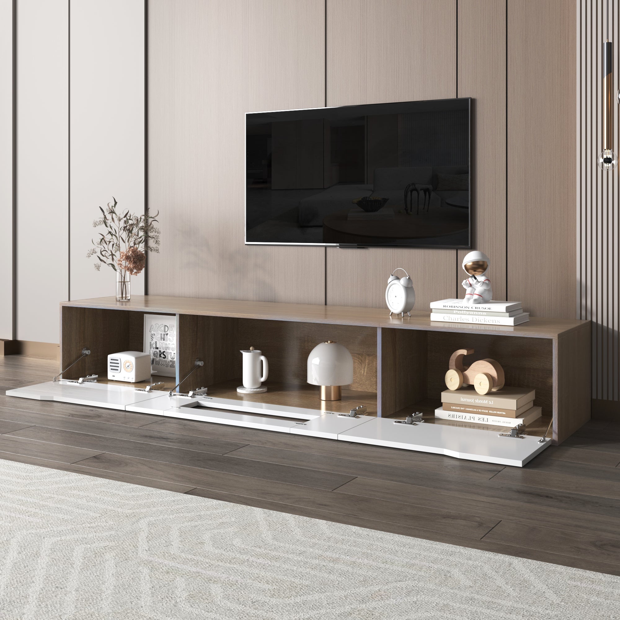 Logidon TV-meubel 180 cm hoogglans wit met kleurwisselende LED