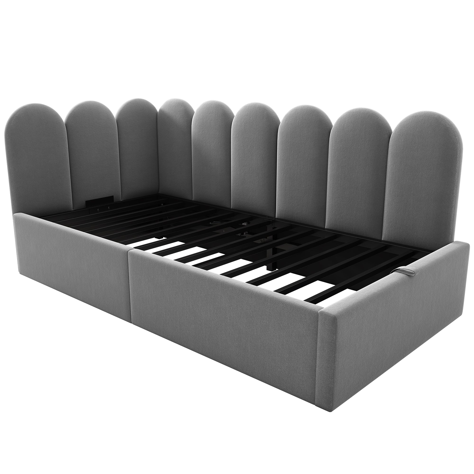 Logidon Dagbed 90x190 cm Fluweel Grijs Met Hydraulische Opbergruimte