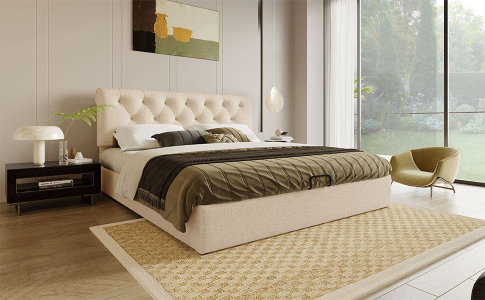 Logidon gestoffeerd bed 160x200 cm met opbergruimte, hoofdbord verstelbaar