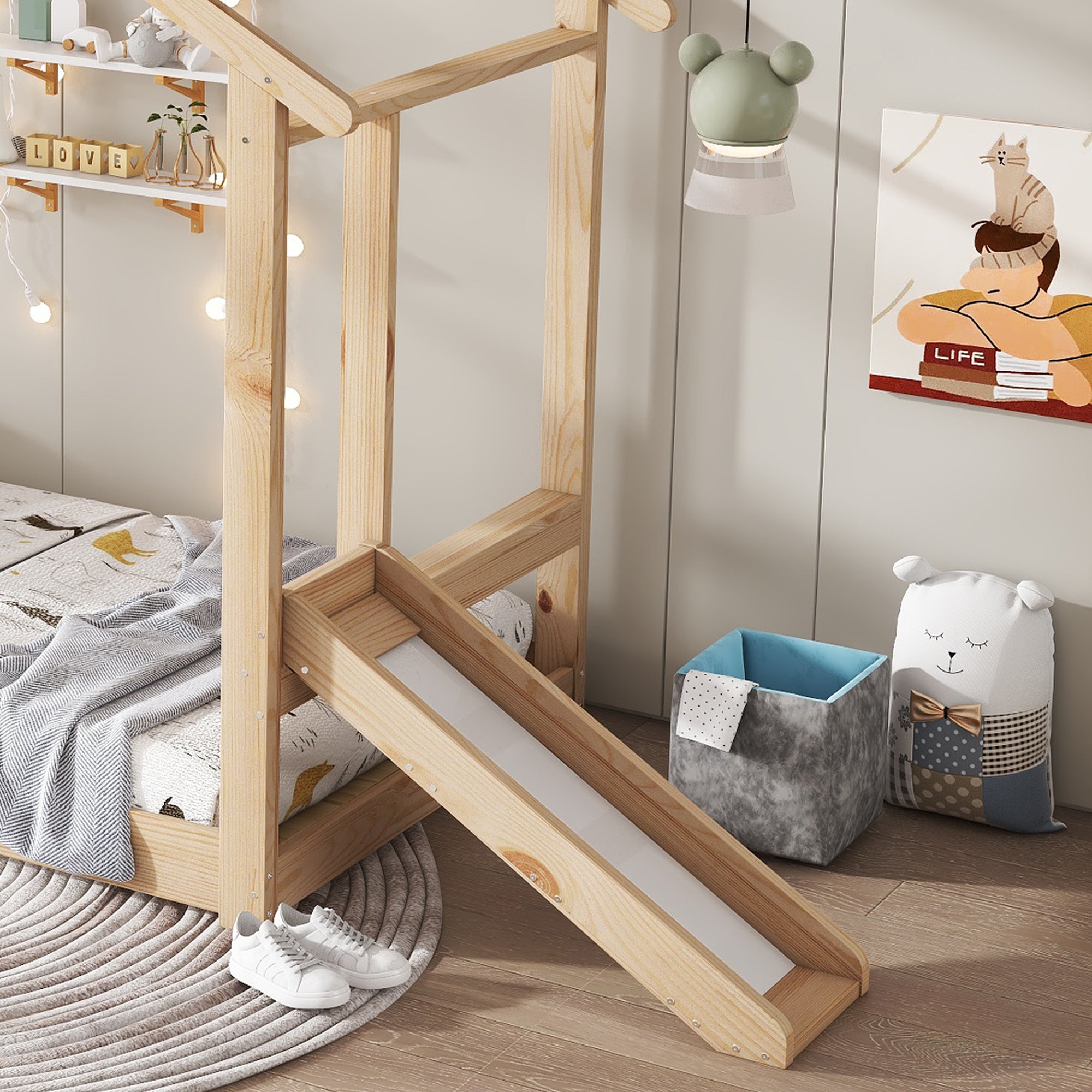 Logidon Kinderbed Met Schuifdak Design 90x200 Naturel