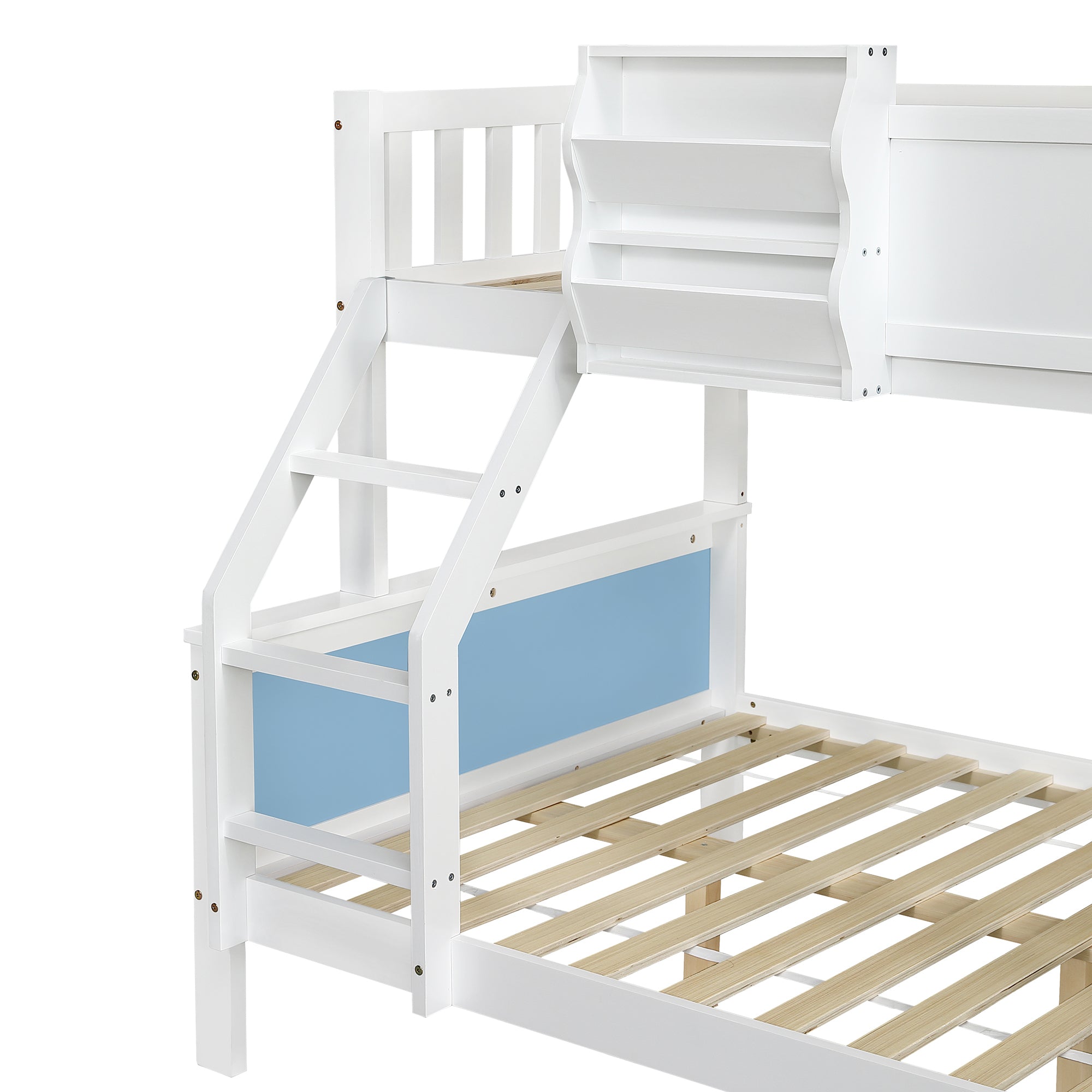 Logidon stapelbed kinderbed met opbergruimte 90x200/120x200 wit-blauw