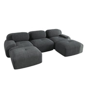 Logidon Modular U Sofa Cord Fabric Gray Non-Slip Pet Friendly