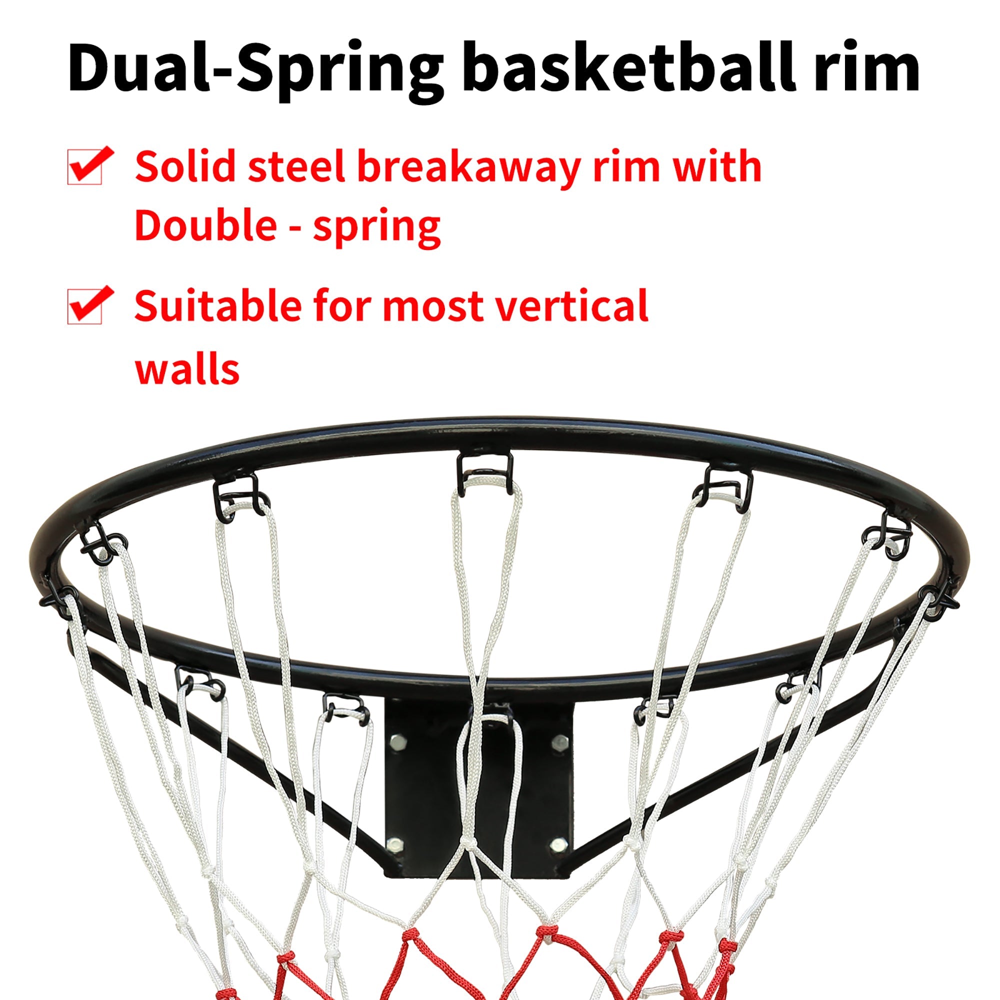 Logidon Premium Zwart Stalen Basketbalring 18 Inch Weerbestendig