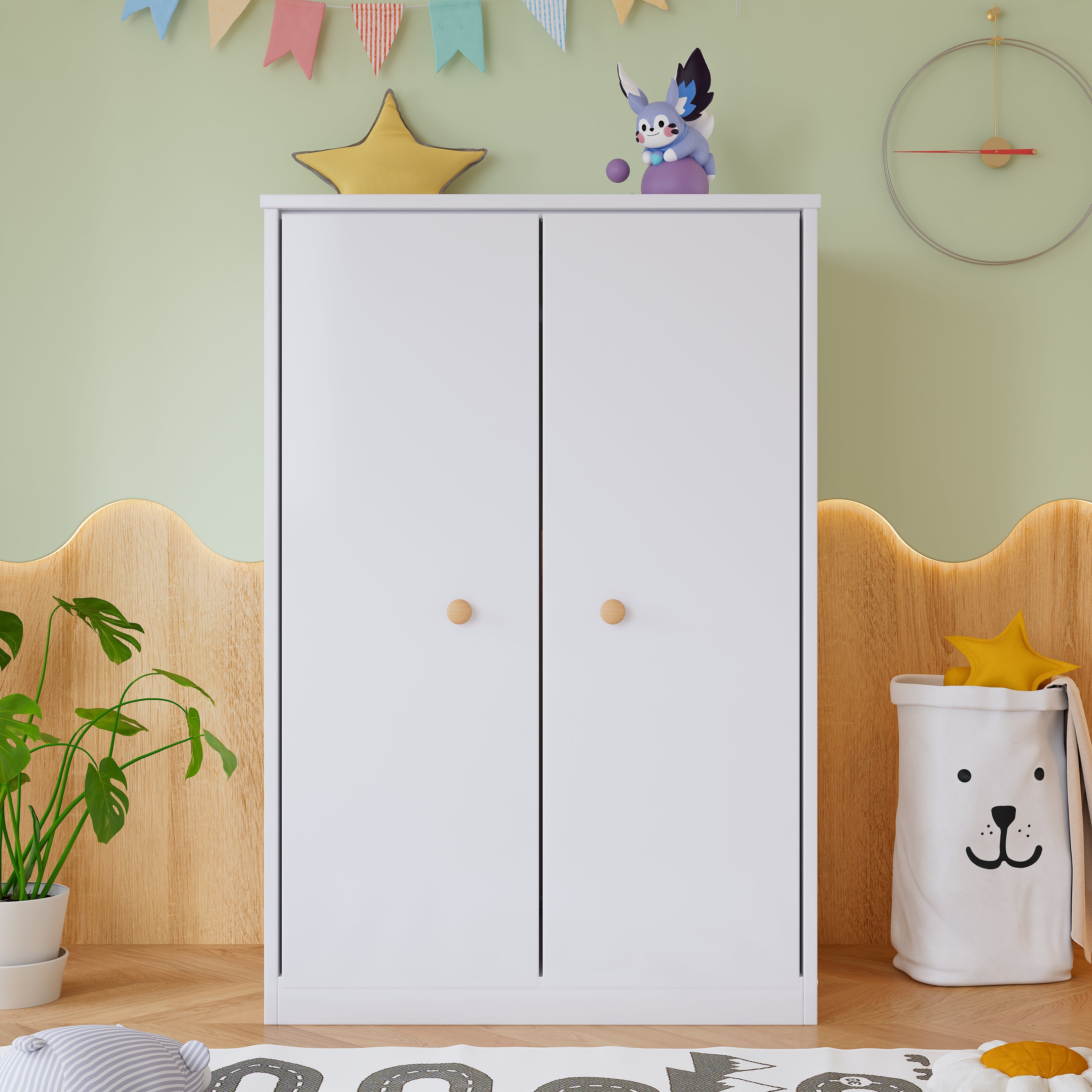 Logidon Small Wardrobe With Rod 2 Doors White MDF