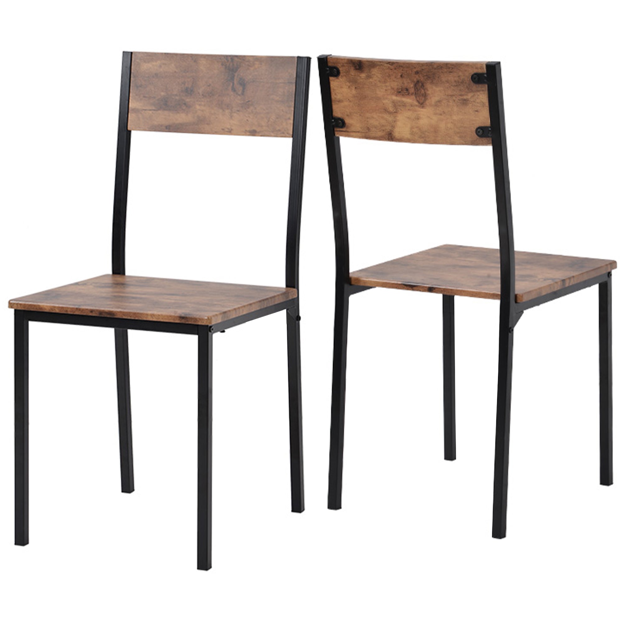 Logidon Eettafelset 70x70 cm Vintage Bruin met 2 Stoelen Metalen Frame