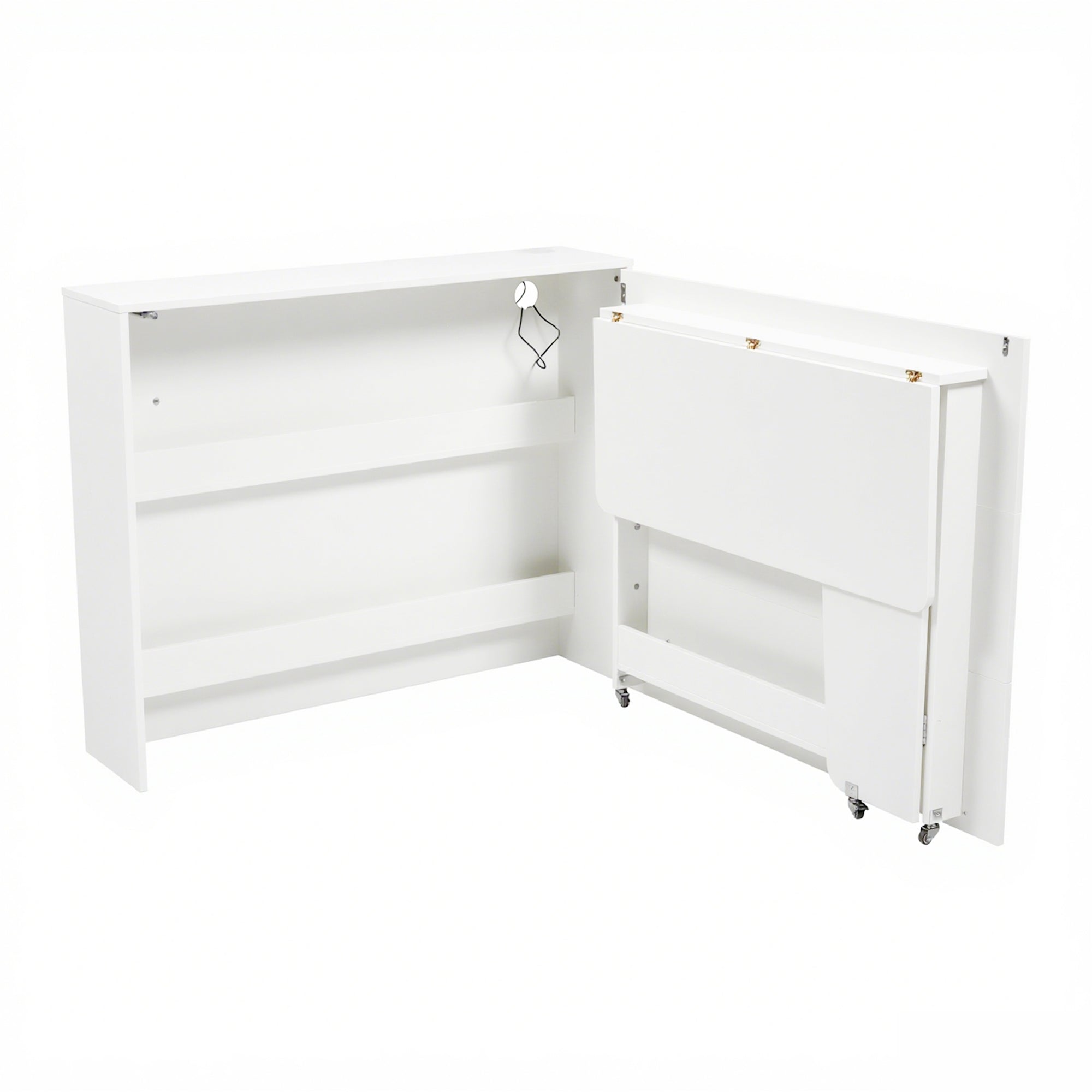 Logidon Opvouwbaar Bureau met Wielen en Draadloze Oplader Wit