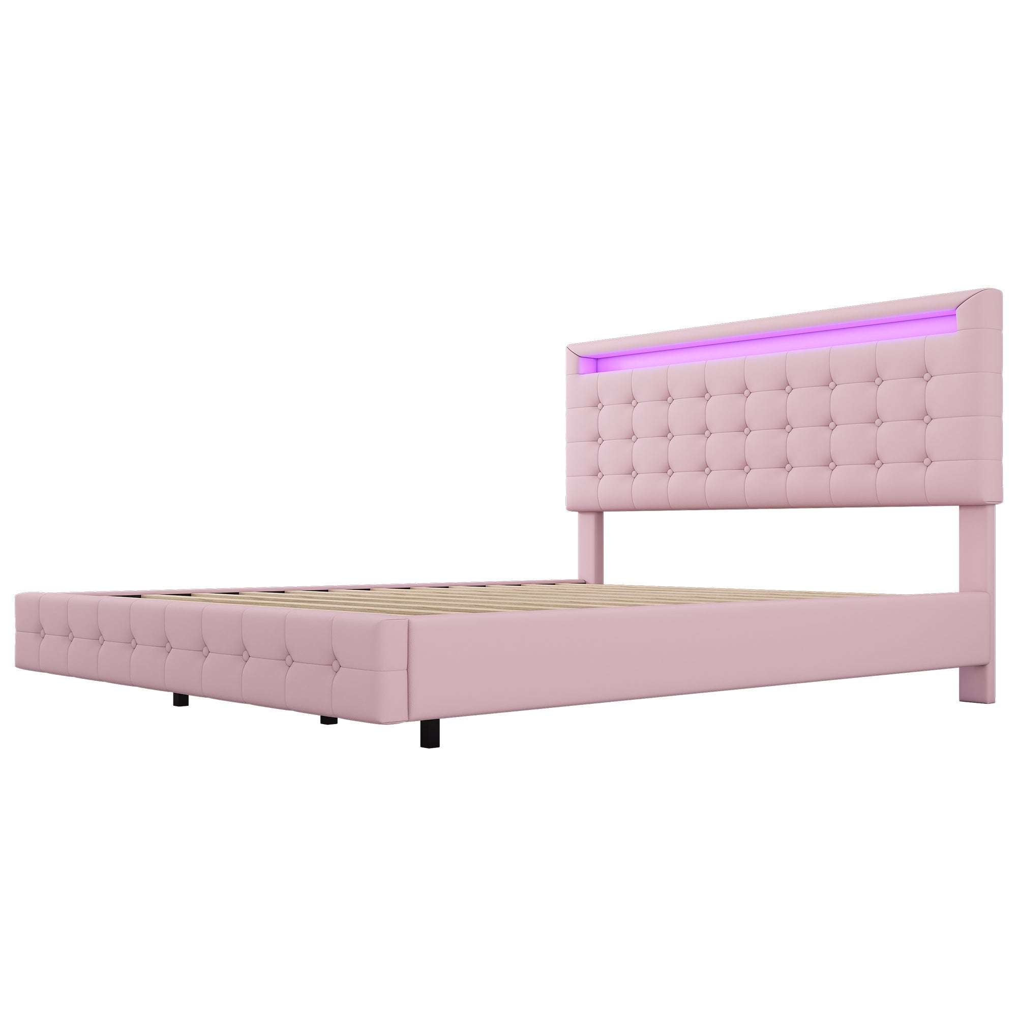 Logidon 140x200 cm flatbed roze LED-licht 24 knoppen afstandsbediening
