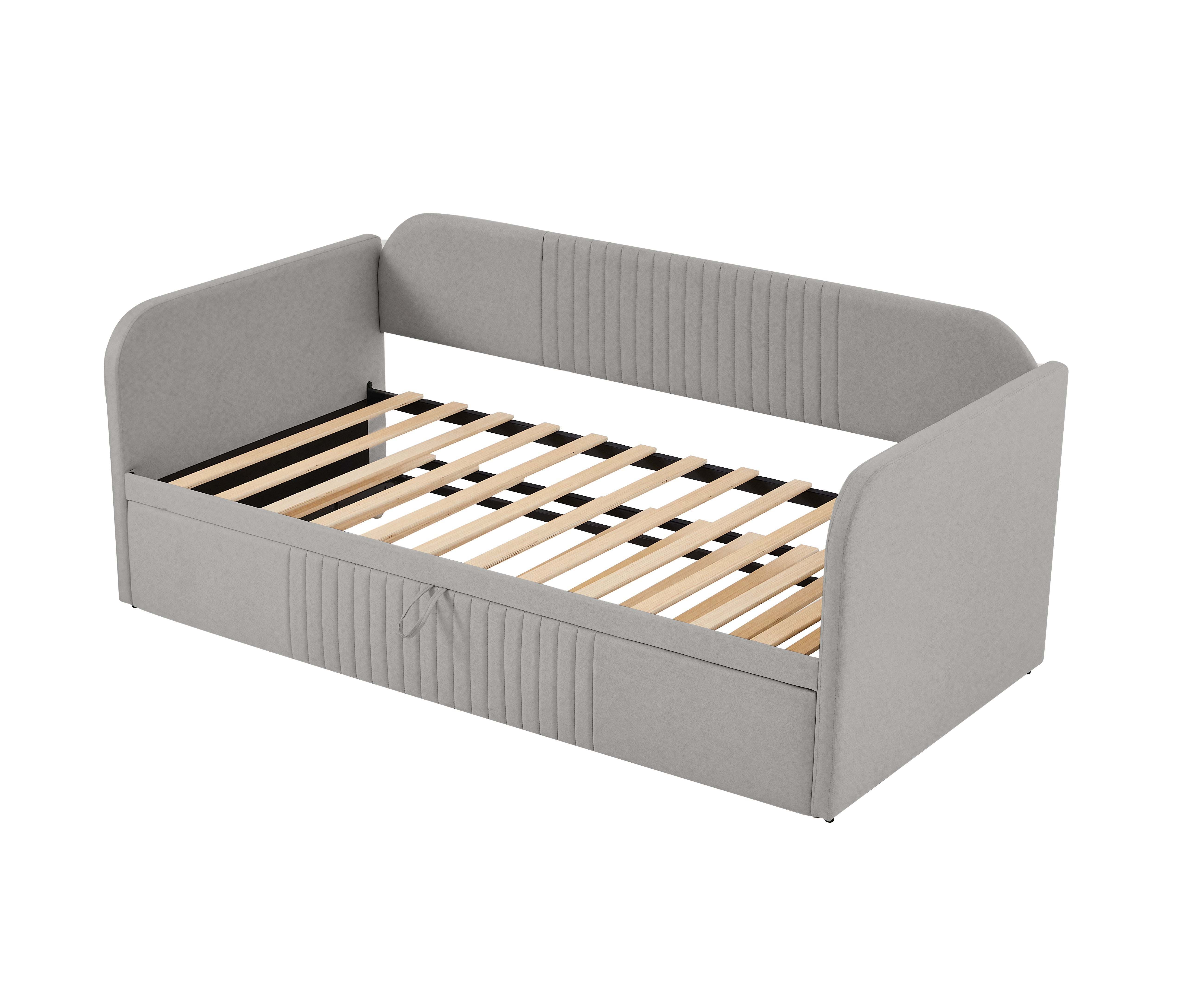 Logidon gestoffeerd bed slaapbank 90/180x190 cm lichtgrijs