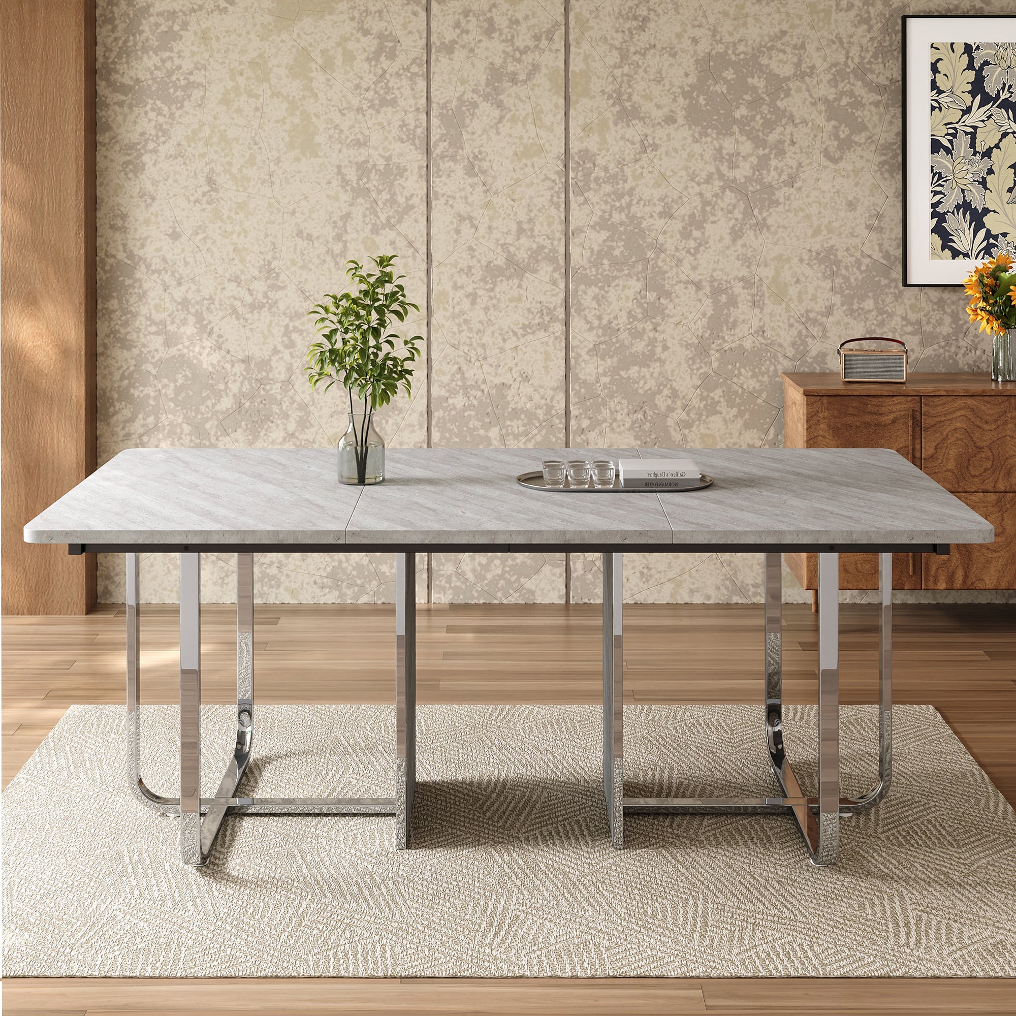 Logidon eettafel 180x80 cm grijs met metalen poten moderne tafel