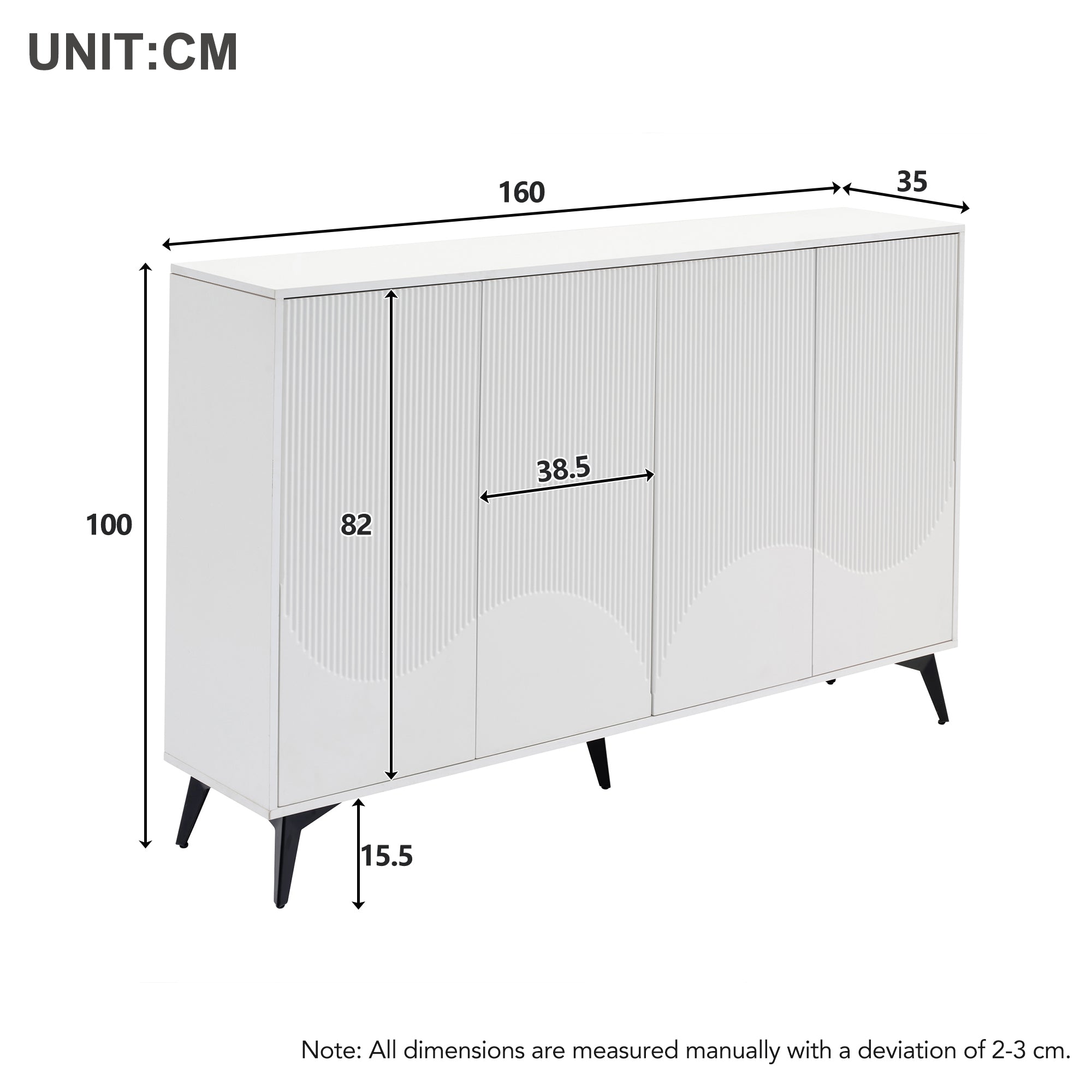 Logidon Wit Dressoir, 160 cm breed, verstelbare planken