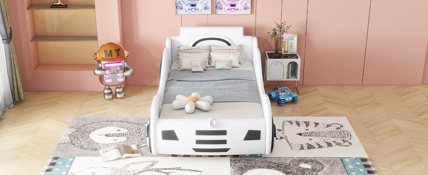 Logidon autobed vlakbed 90x200 wit met lattenbodem opbergruimte