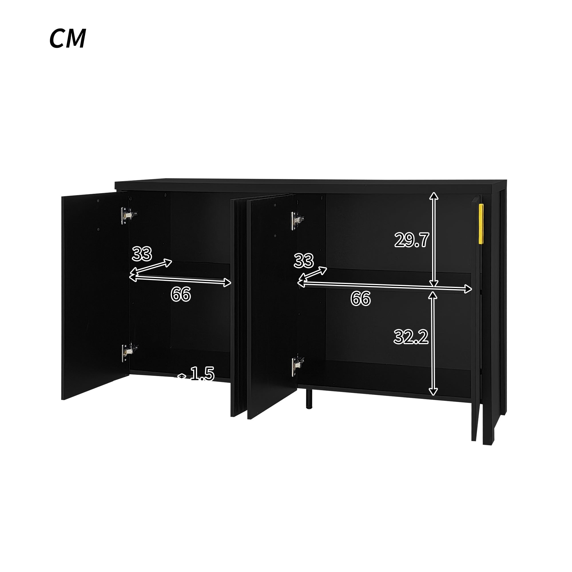 Logidon Dressoir 140 cm Zwart met Gouden Handvatten en Verdelers