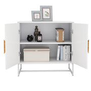Logidon Wit Dressoir MDF 2 Deuren met Vierkante Handgrepen 80x40x75 cm