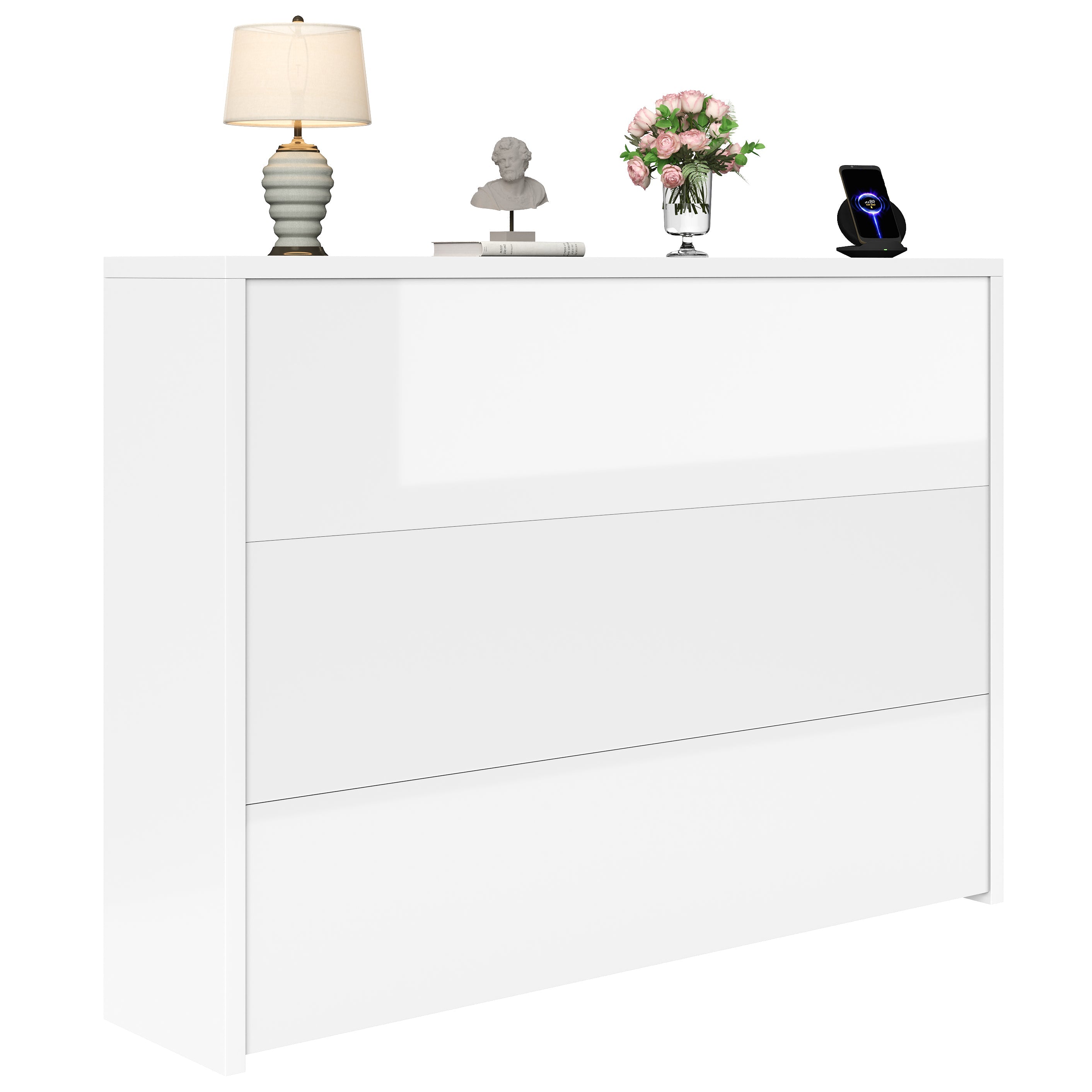 Logidon Opvouwbaar Bureau met Wielen en Draadloze Oplader Wit