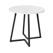 Logidon Ronde Eettafel Wit Zwart MDF Marmer Patroon 80 cm