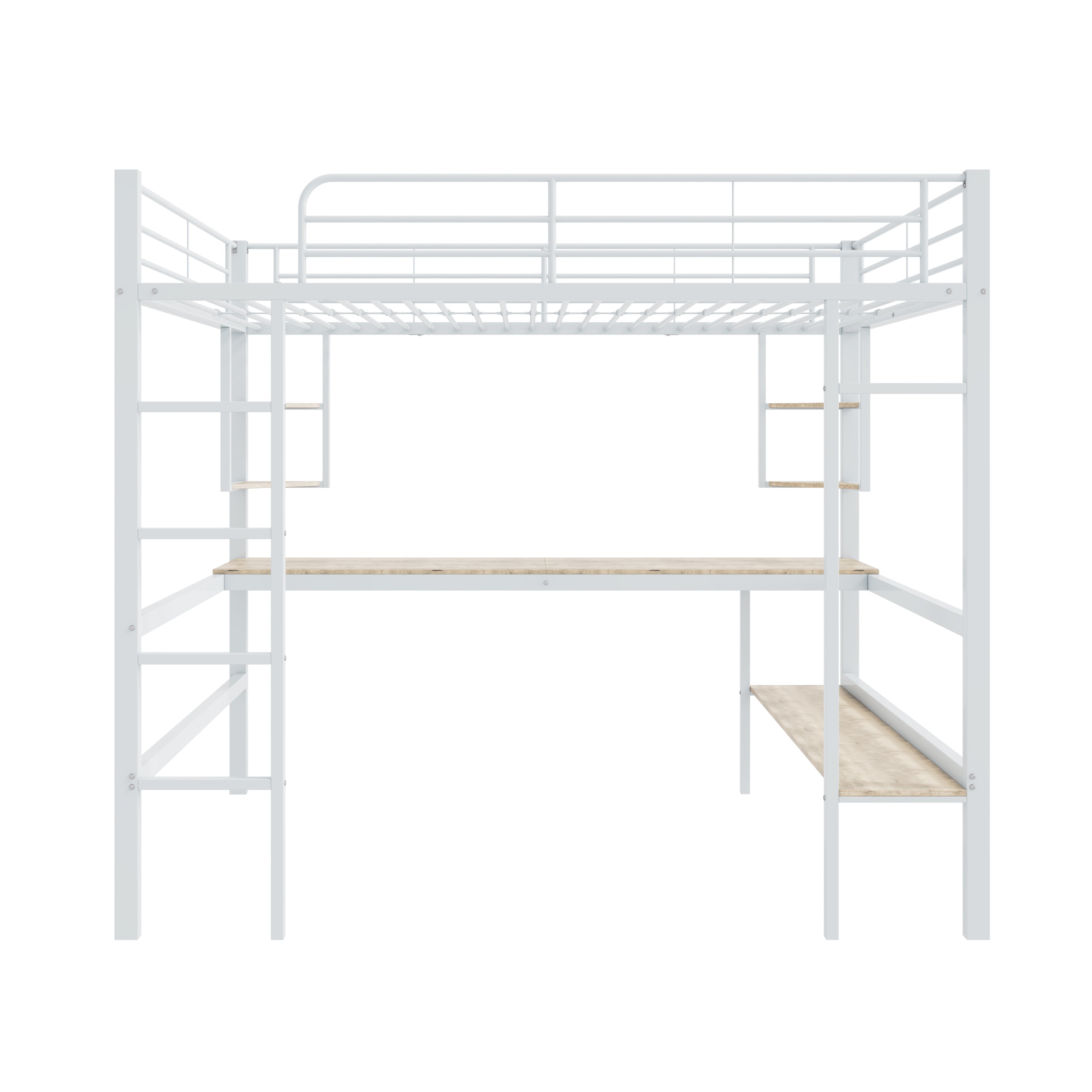 Logidon hoogslaper 140x200 cm metalen bed met bureau wit