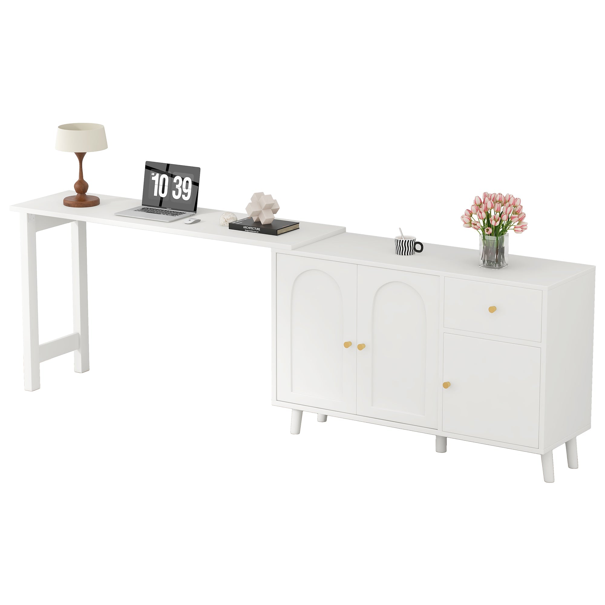Logidon 2 in 1 desk sideboard white 120x40x74.5 cm 360 degrees