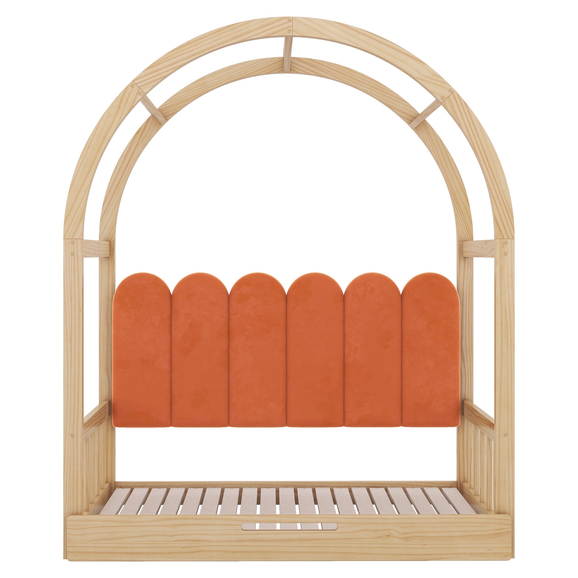 Logidon Uitschuifbaar boogdakbed 140x100 140x200 naturel oranje
