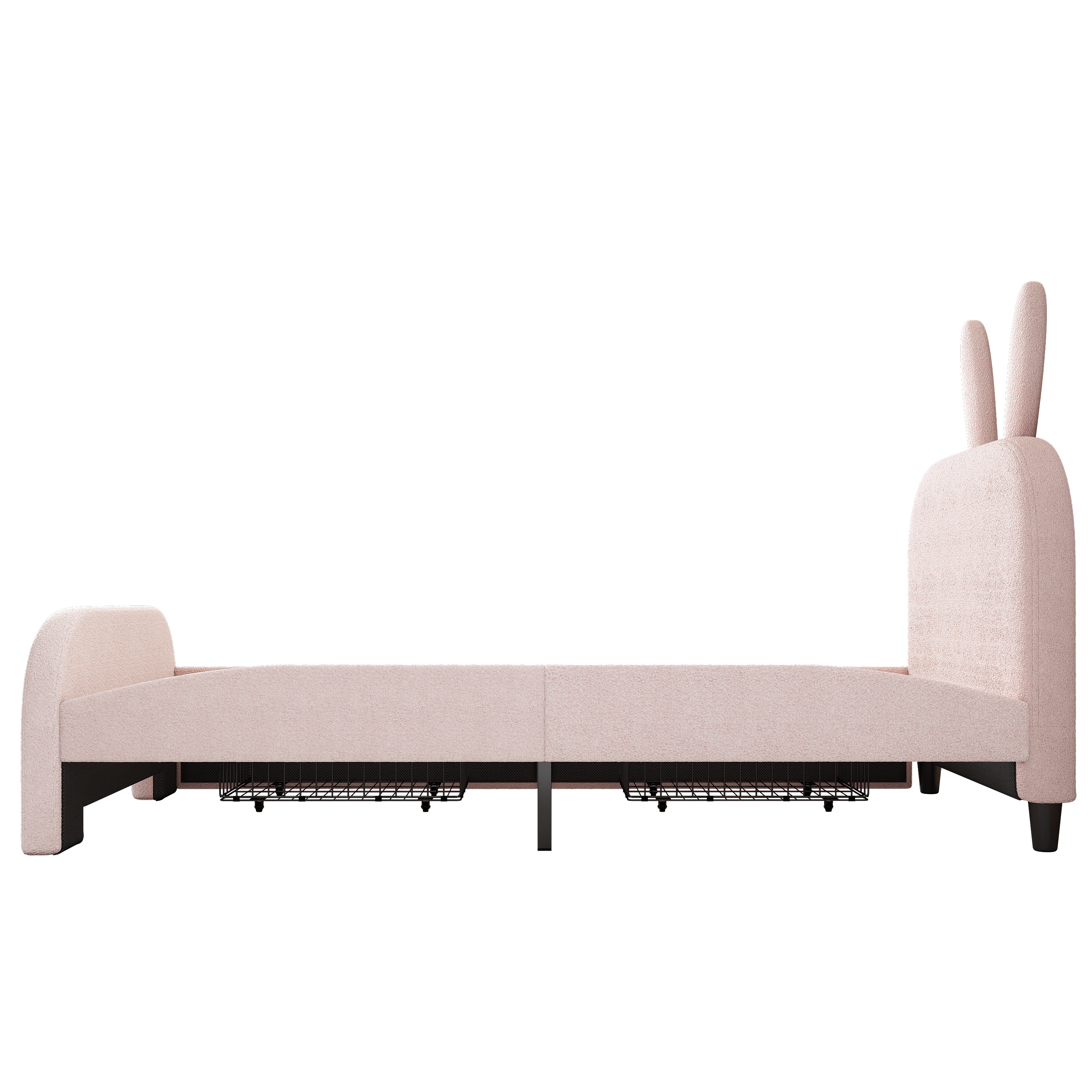 Logidon 90x200 Pink Flat Bed With Cartoon Rabbit Shape