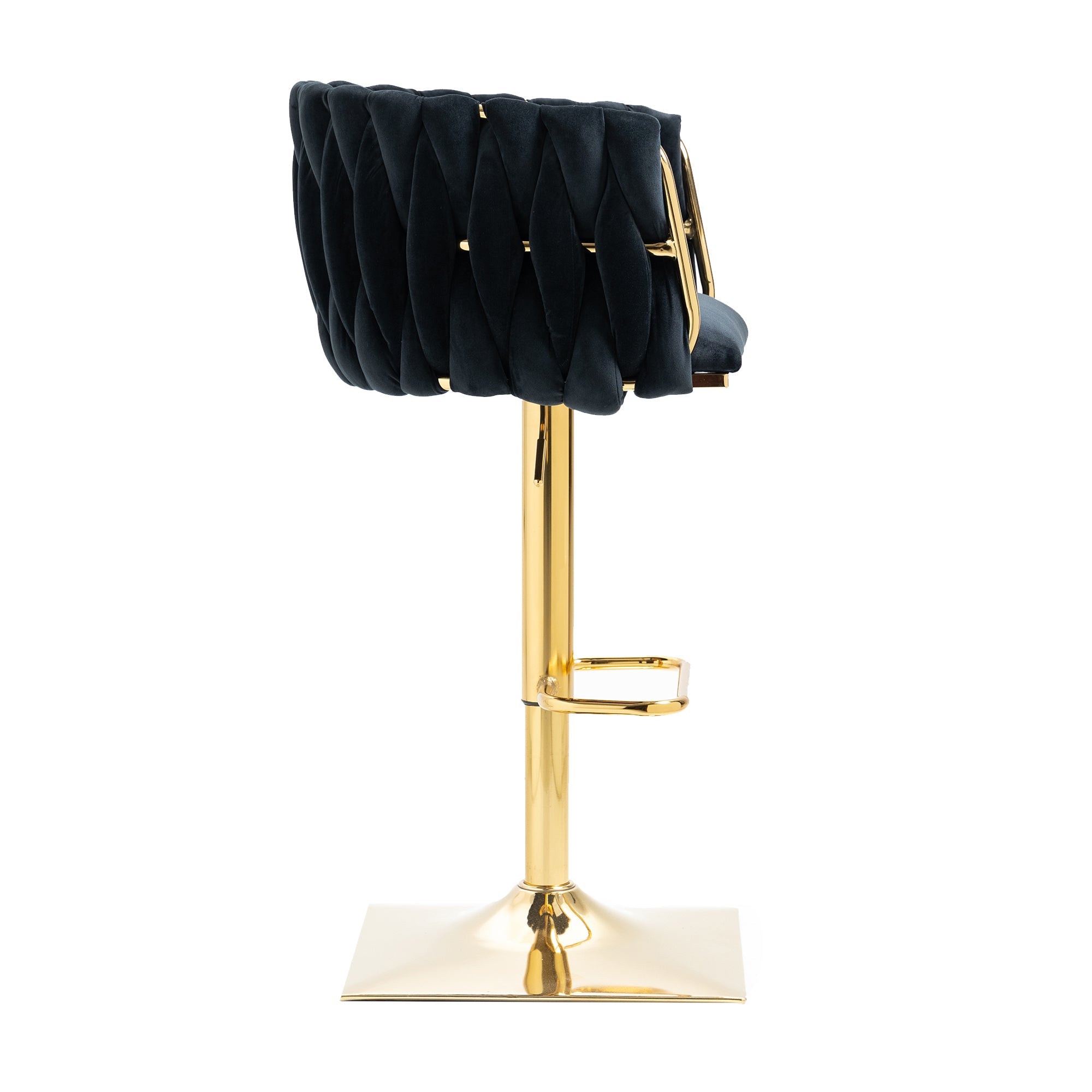 Logidon Vintage Bar Stool Velvet Black Adjustable Height Rotatable