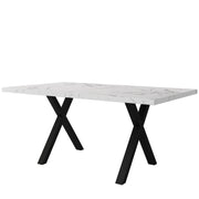 Logidon eettafel kruispoten marmerlook zwart wit 140x80x76 cm