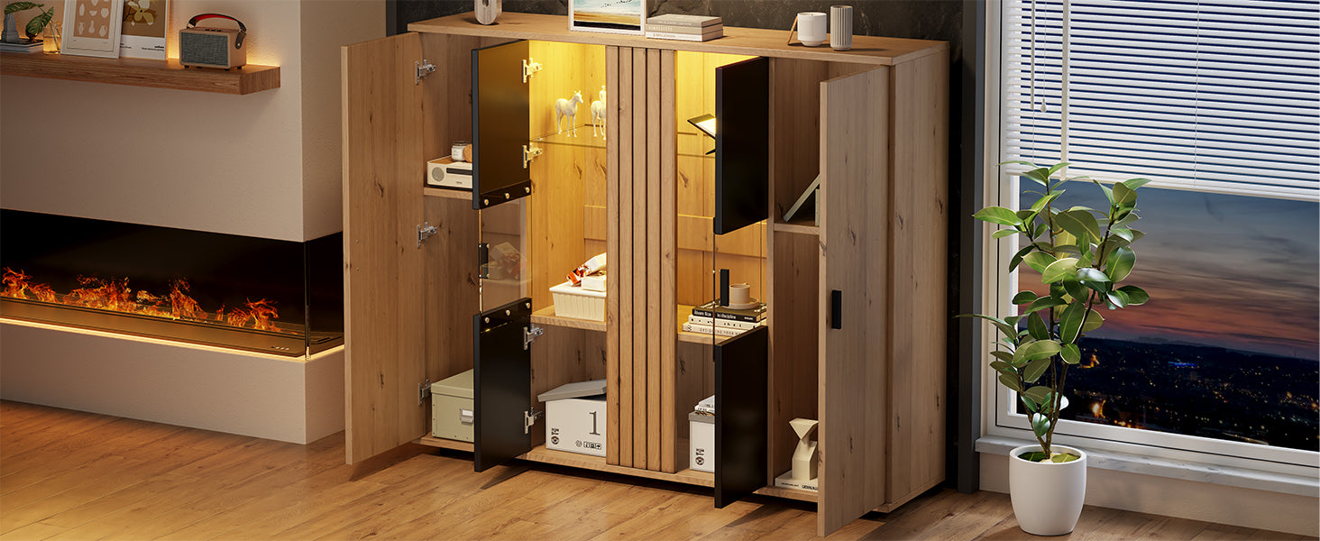 Logidon sideboard 140 x 35 x 113 cm Adjustable dividers 4 doors