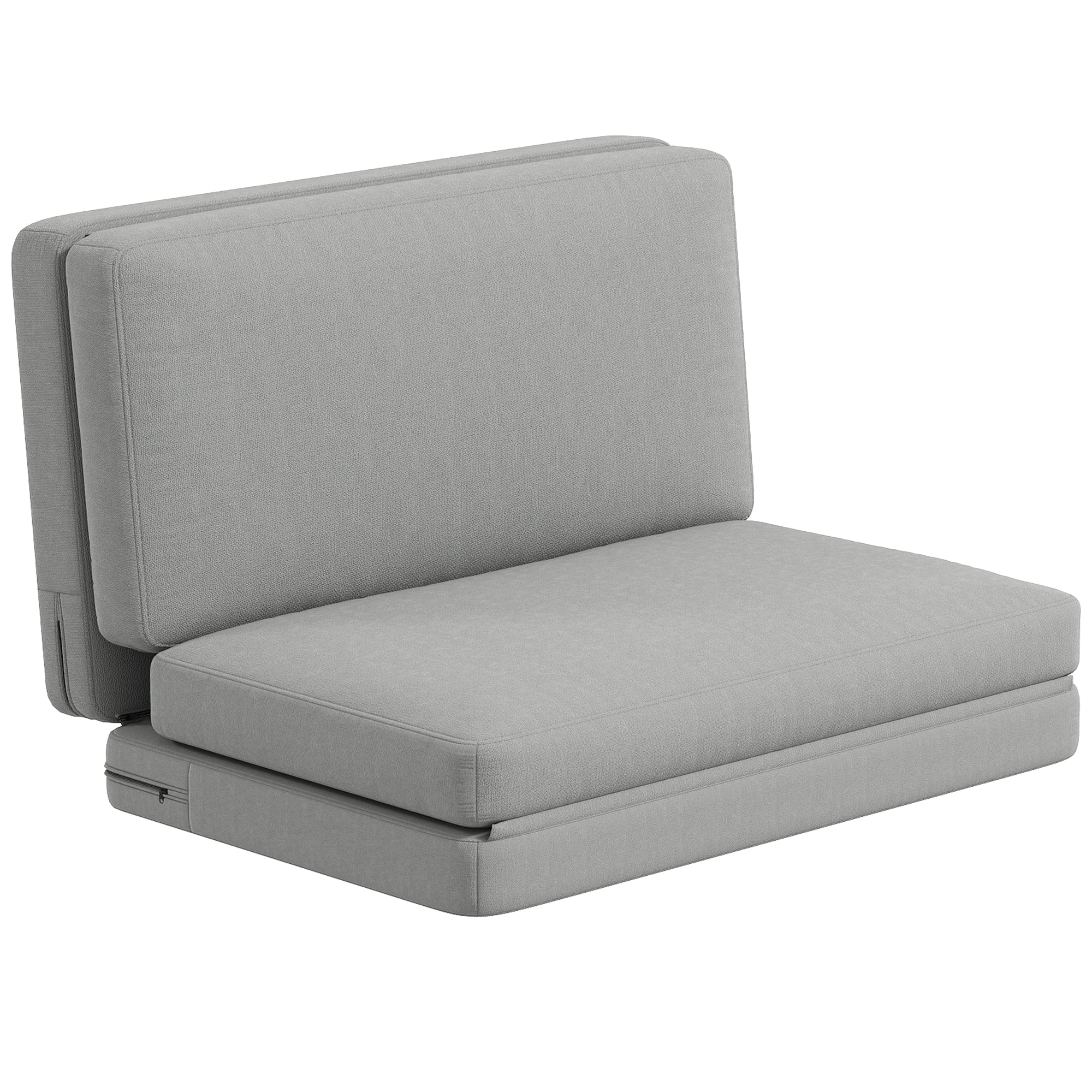 Logidon vloerbank 3-in-1 slaapbank fluweellook lichtgrijs belastbaar tot 240 kg