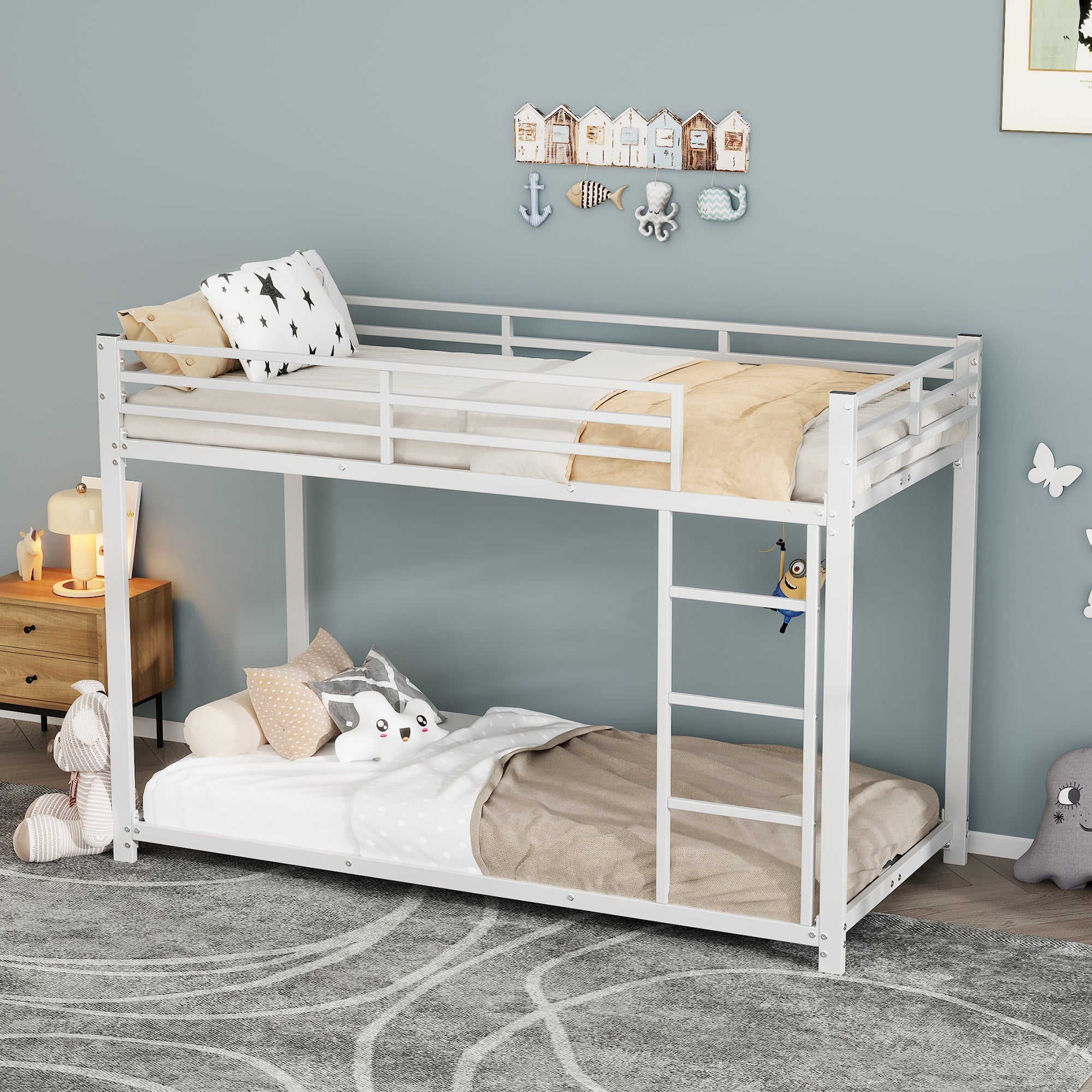 Logidon stapelbed 90x200 metaal wit klassieke vorm