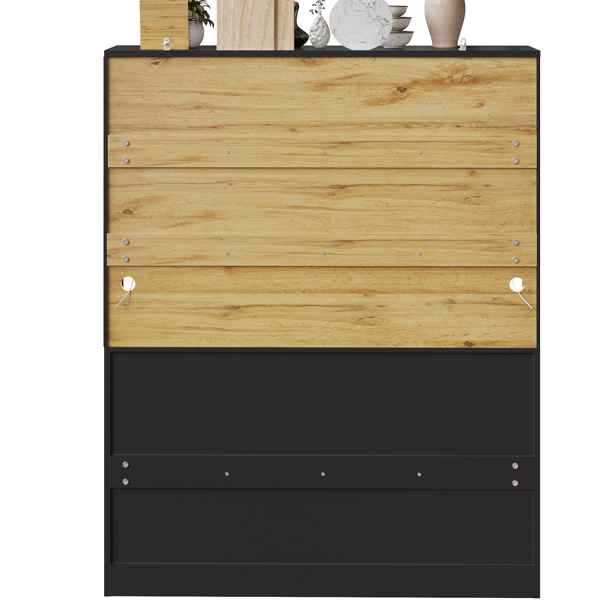 Logidon keukenkast 140x40x175 LED verlichting wit zwart