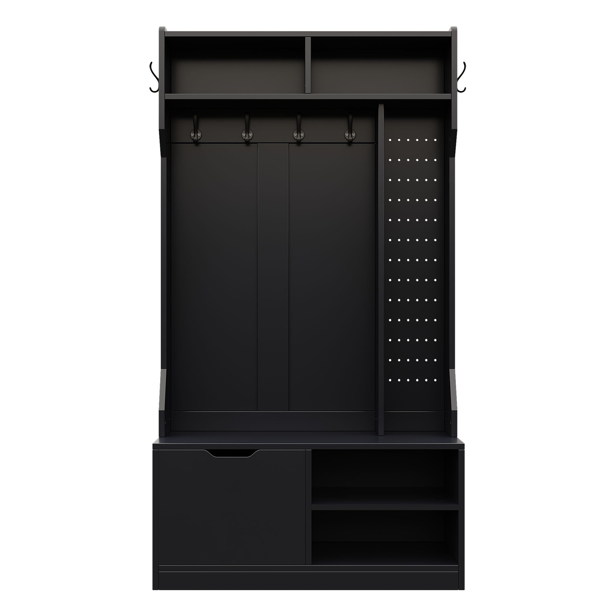 Logidon kledingkastset zwart 100x185,5x40 cm met bank 6 haken