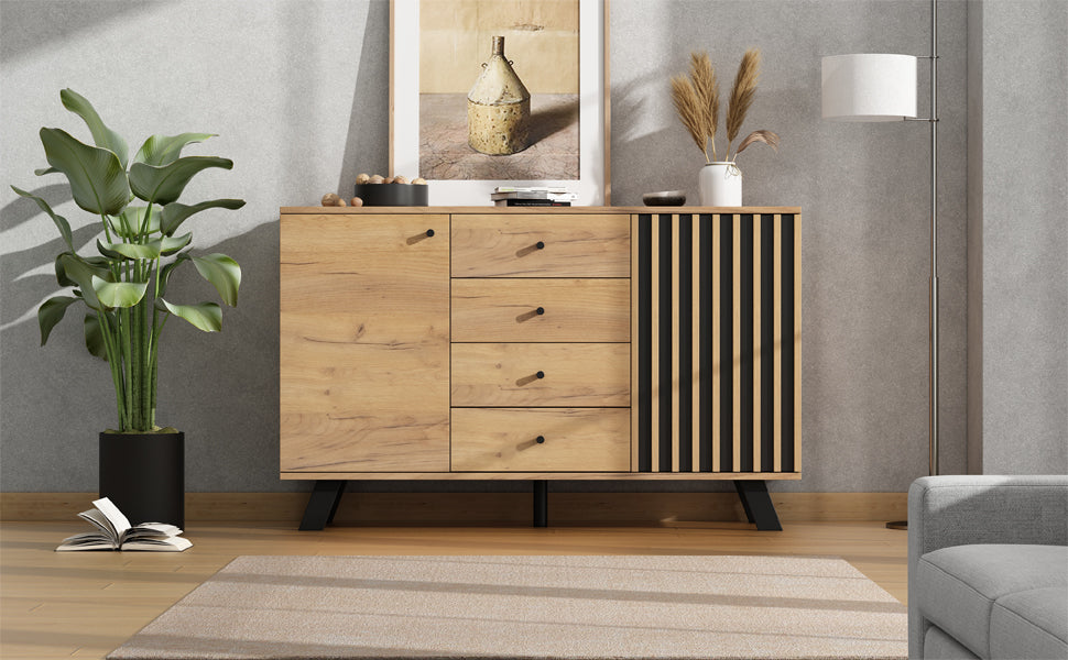 Logidon sideboard 120x38x75cm 4 drawers 2 doors hollow design