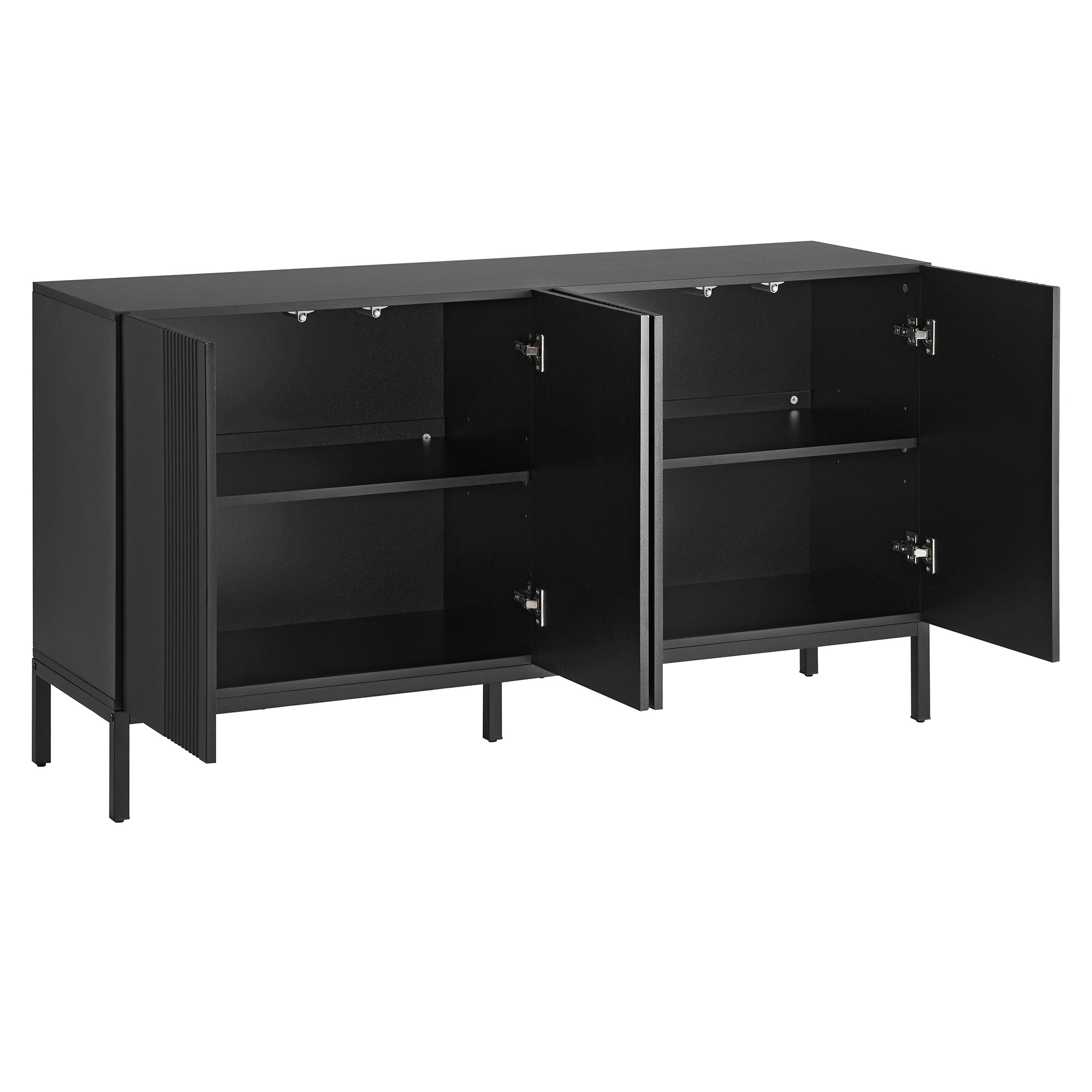 Logidon Modern Dressoir 4-deurs Greeploos Zwart 145x41x80 cm