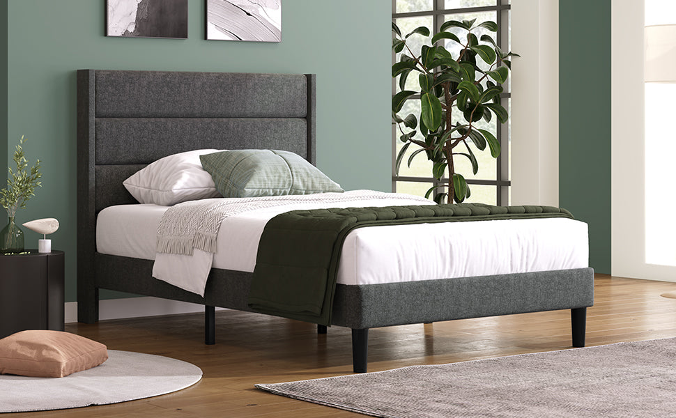 Logidon gestoffeerd bed 90x200 cm grijs linnen modern design
