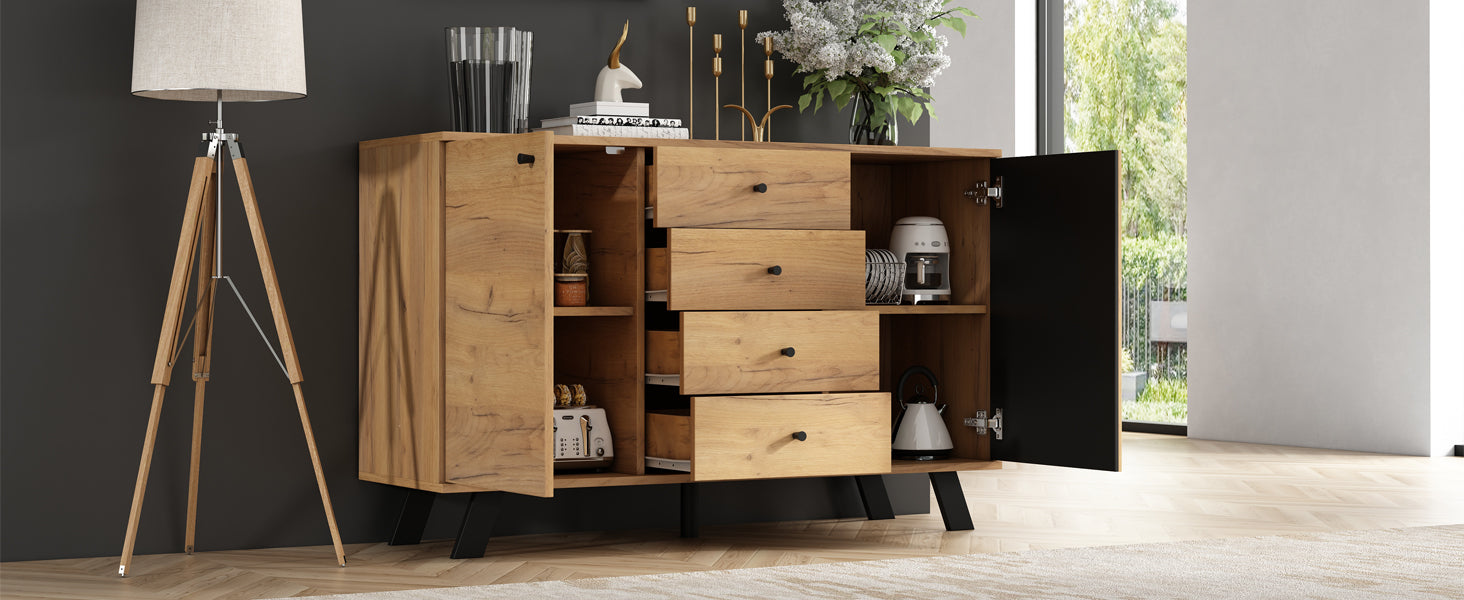 Logidon sideboard 120x38x75cm 4 drawers 2 doors hollow design