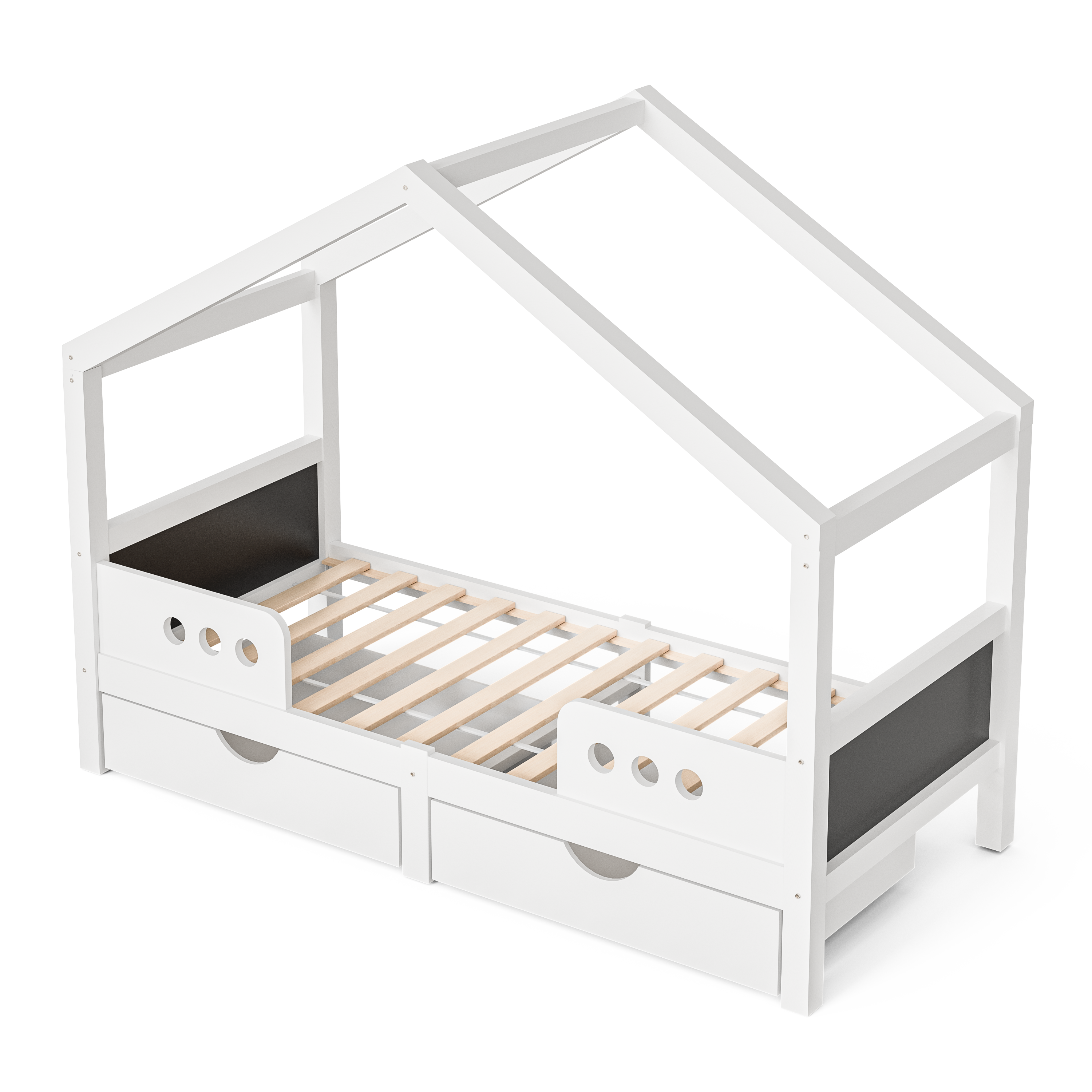 Logidon Kinderbed Met Dak Design Wit 90x200 cm Met Twee Lades
