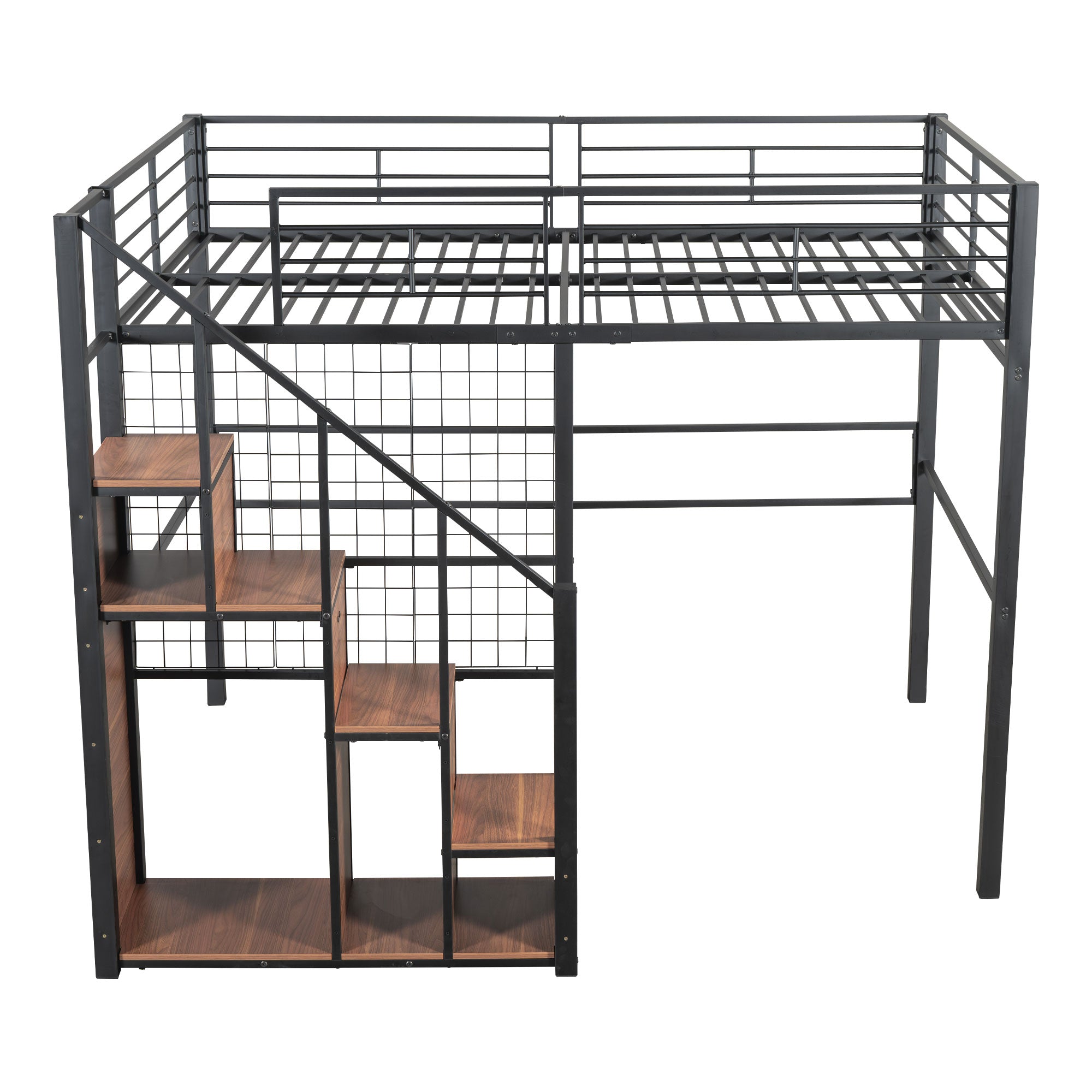 Logidon hoogslaper 140x200 met veiligheidsladder metalen frame zwart