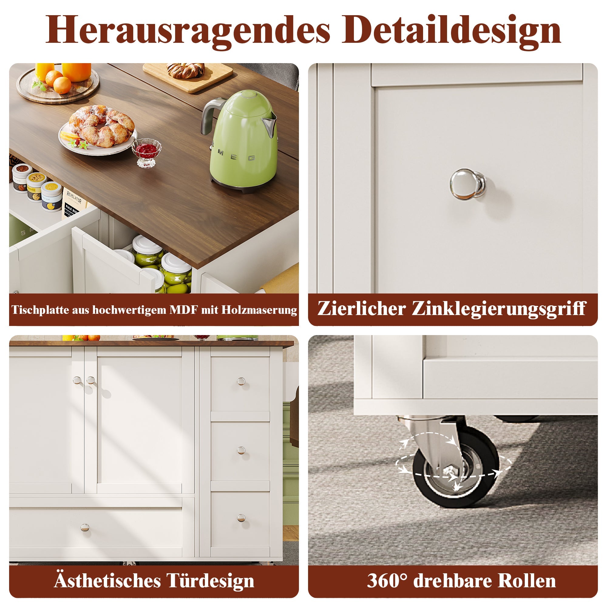 Logidon Keukentrolley Wit Afneembaar werkblad
