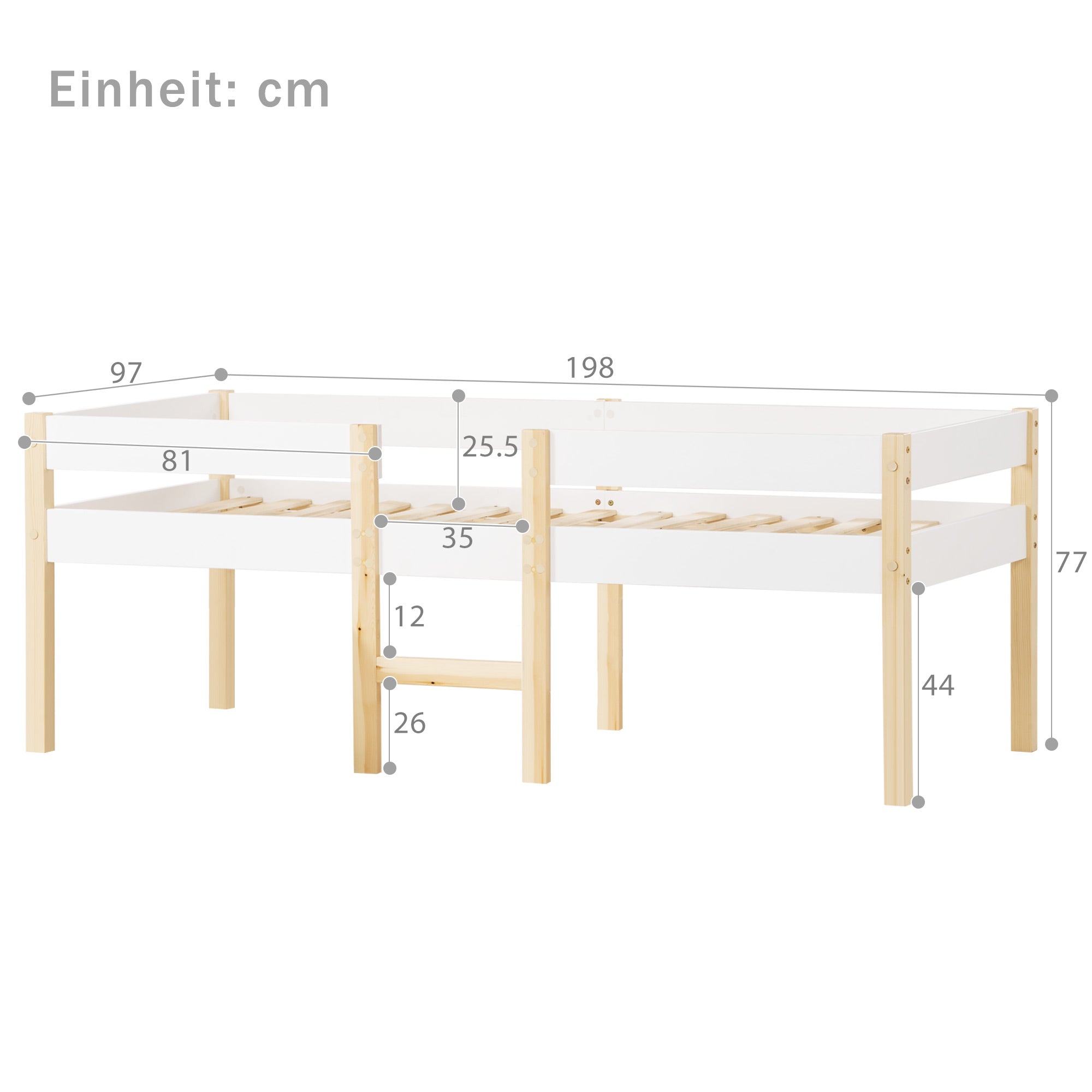 Logidon kinderbed met valbeveiliging 90x190 wit eiken