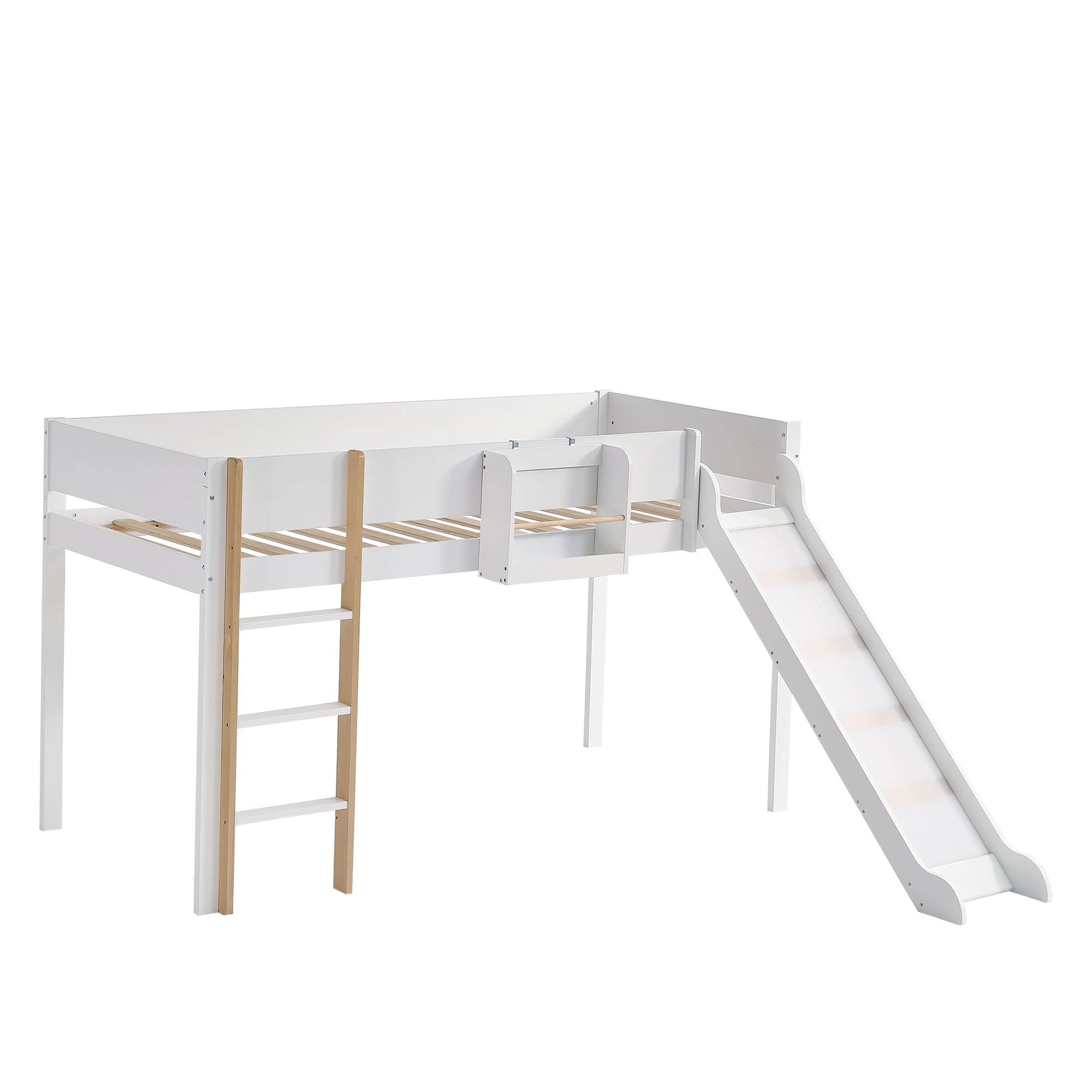 Logidon hoogslaper met drietrapsladder en glijbaan 90x200cm