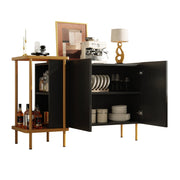 Logidon Dressoir Zwart Glazen Blad En Metalen Poten 120x40x77.5