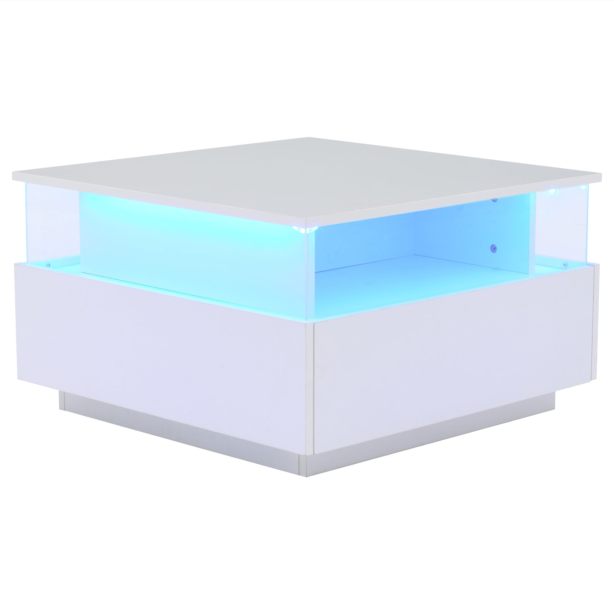 Logidon witte hoogglans salontafel 70x70x41 cm met LED-verlichting
