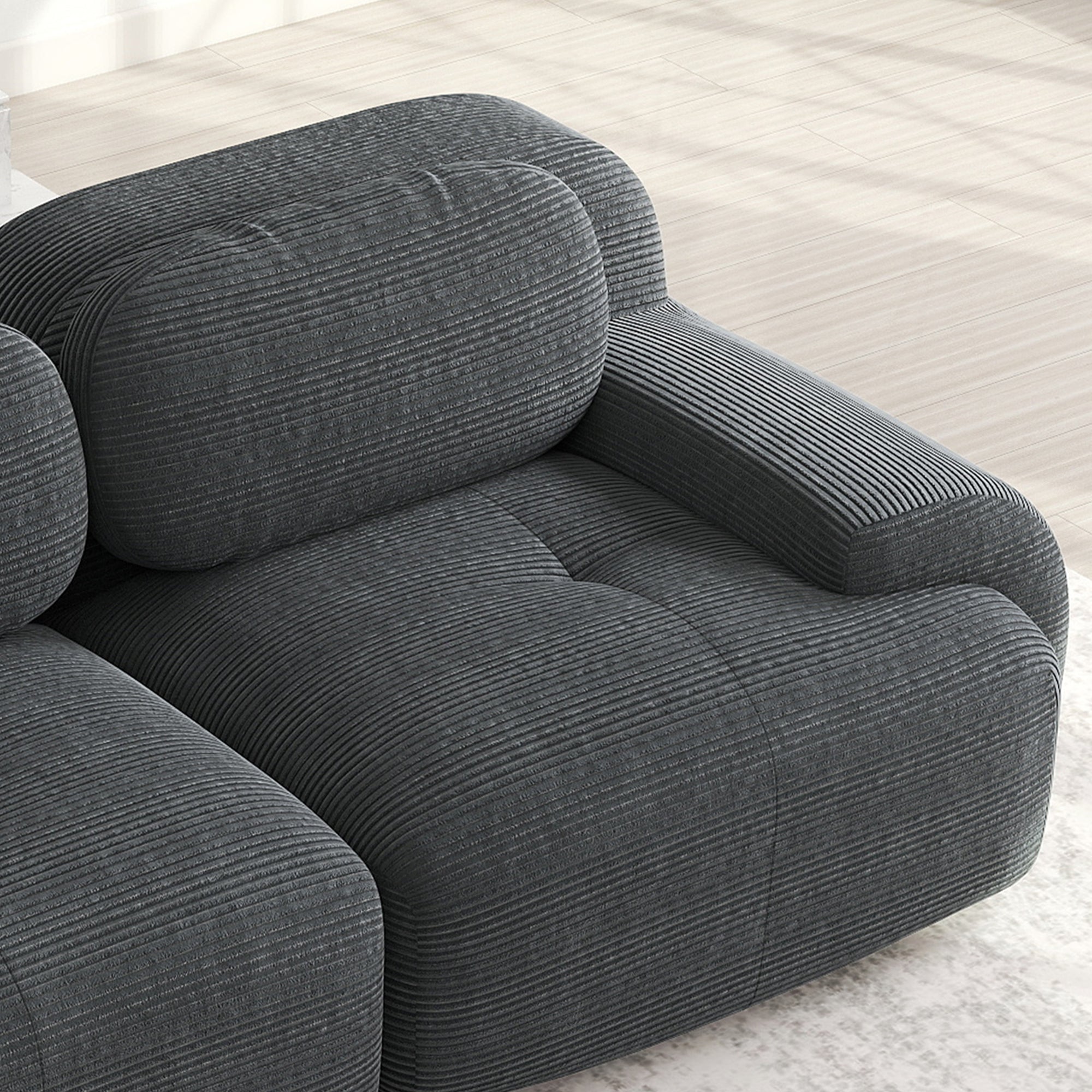 Logidon 208 centimeter loveseat bank grijs corduroy modulair ontwerp